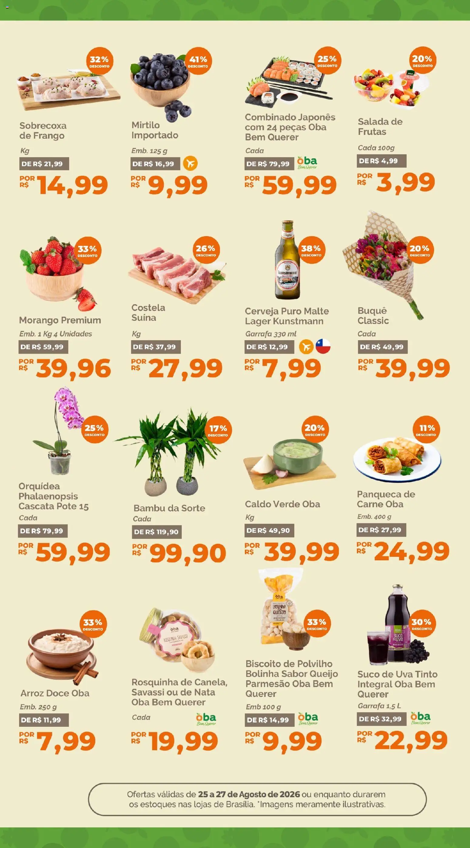 Oba Hortifruti Folheto - válido de 25/08/2026 | Página: 6 | Produtos: Biscoito, Polvilho, Nata, Frango