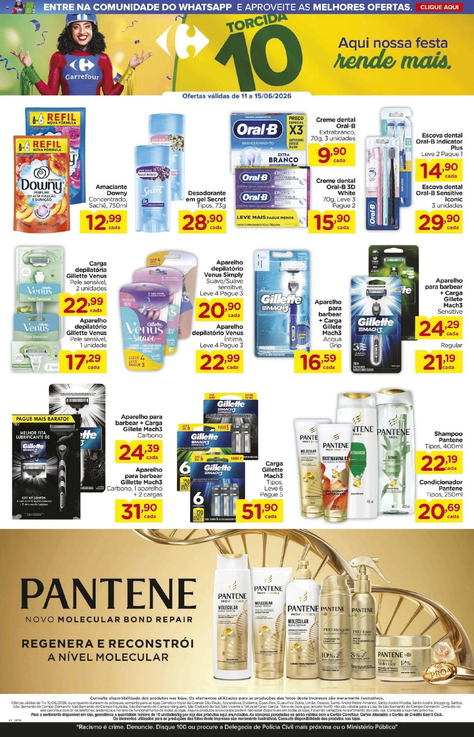 Carrefour Folheto - válido de 11.06.2026 | Página: 5 | Produtos: Shampoo, Condicionador, Creme dental, Amaciante