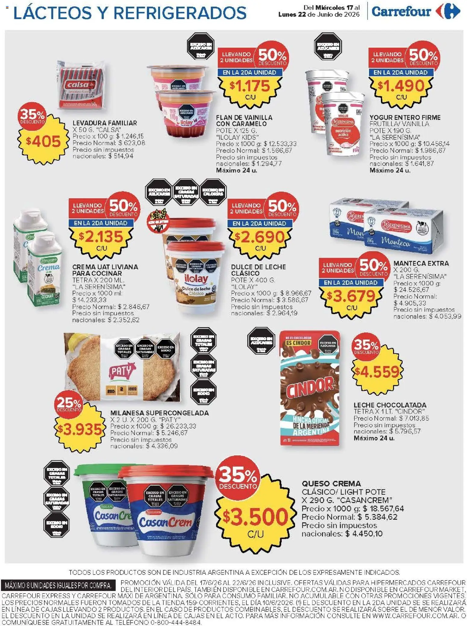 Carrefour - Carrefour Hiper │ válido desde el 17.06.2026 | Página: 11 | Productos: Queso crema, Manteca, Yogur, Crema