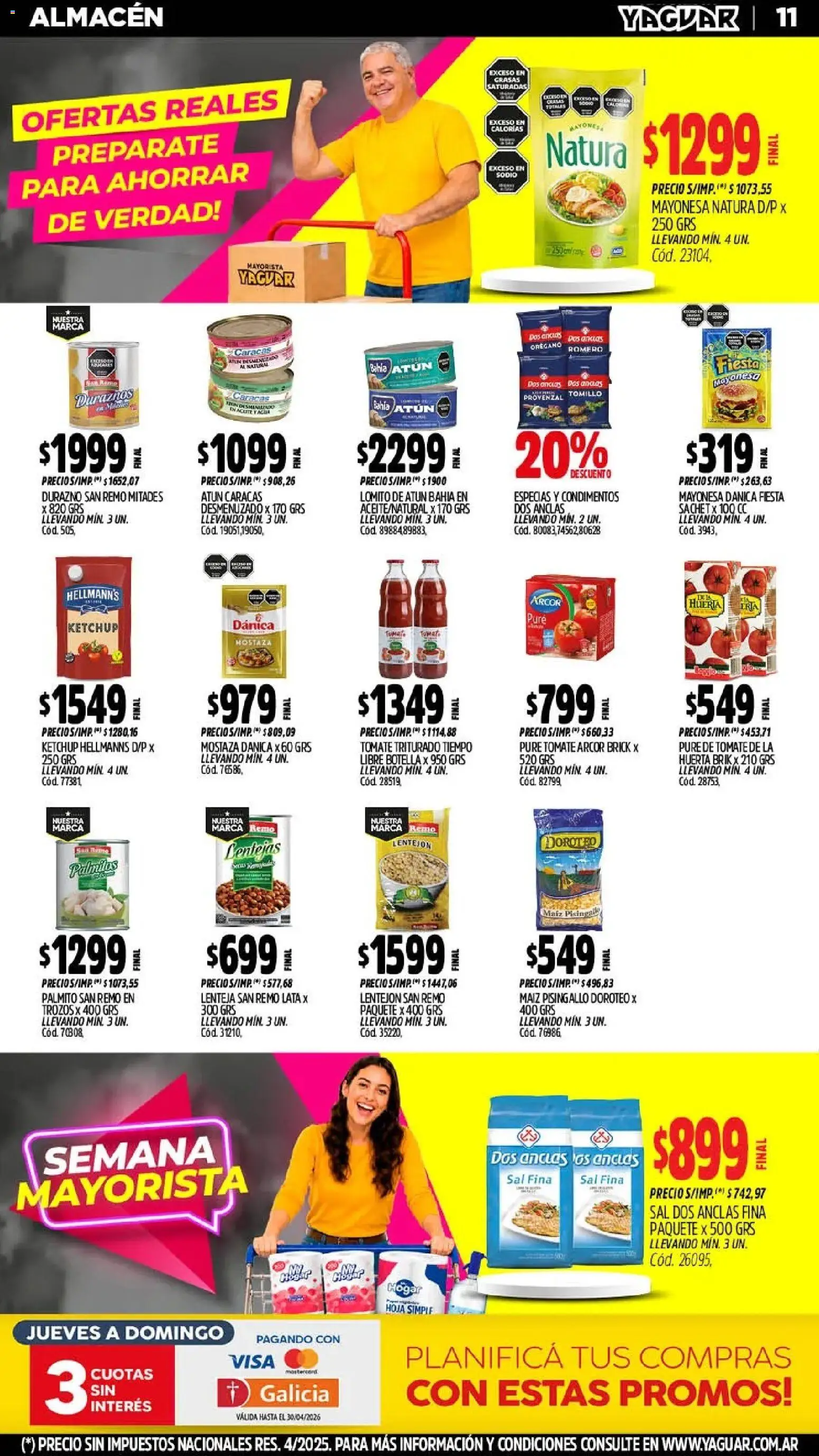 Yaguar - Oferta Semanal Trelew │ válido desde el 18.05.2026 | Página: 11 | Productos: Durazno, Sal, Palmitos, Orégano