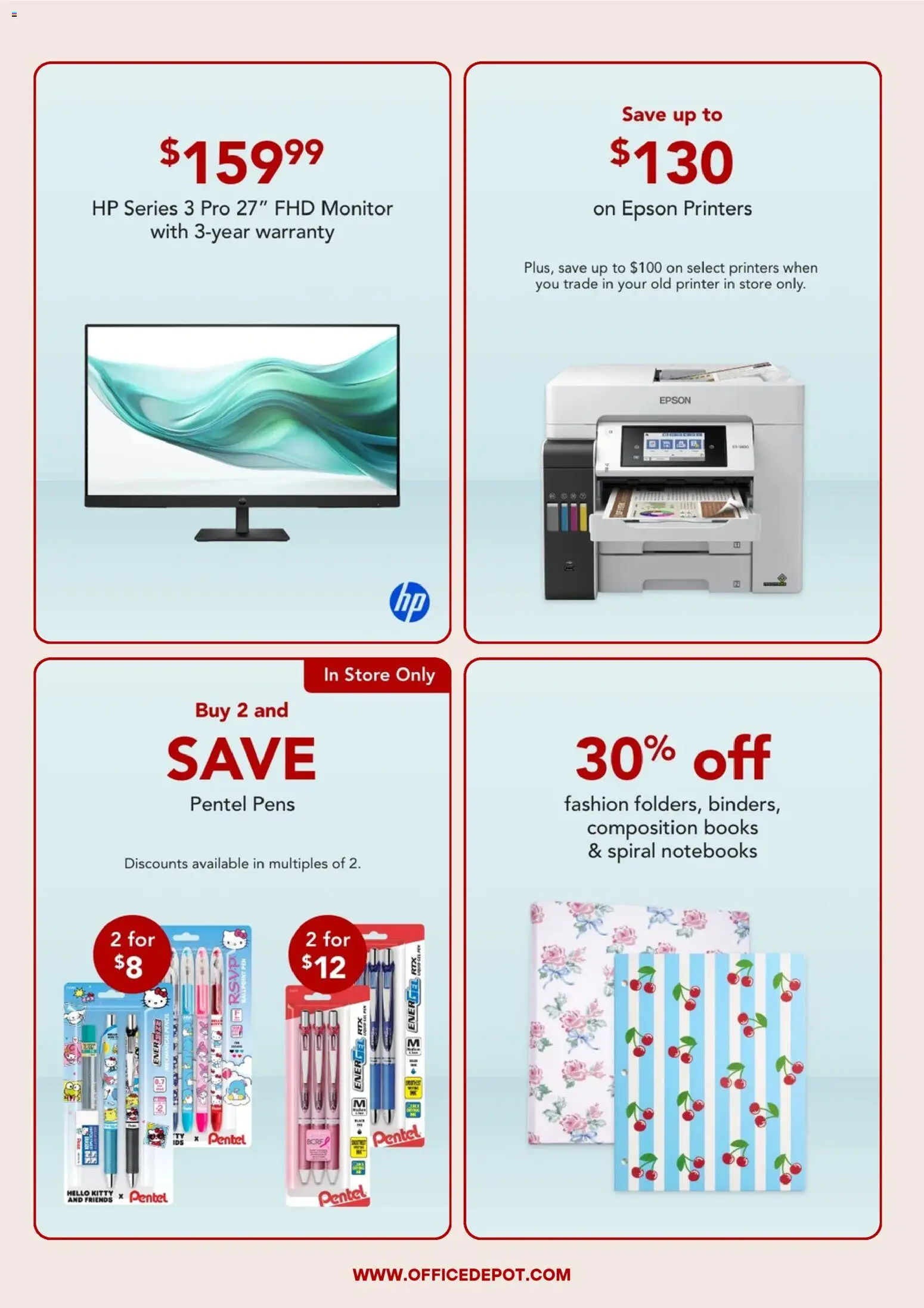 Office Depot Weekly Ad - valid from 09/15/2026 | Page: 2 | Products: Notebooks, Monitor, Books, Printer