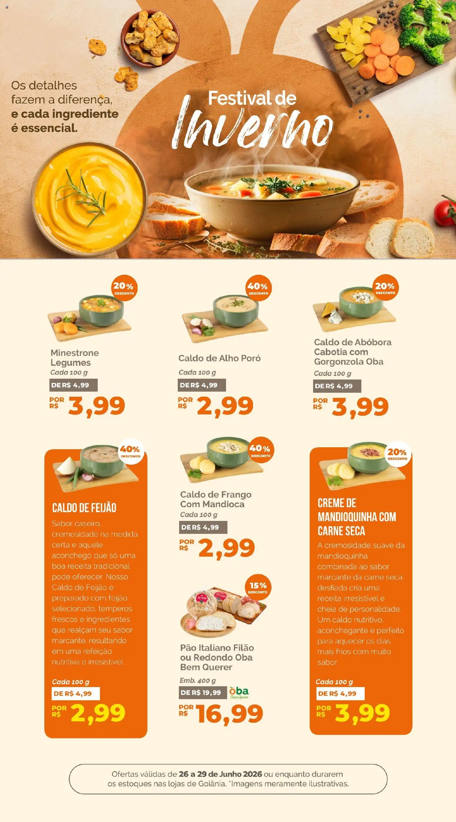 Oba Hortifruti Folheto - válido de 26/06/2026 | Página: 3 | Produtos: Abóbora, Feijão, Mandioca, Frango