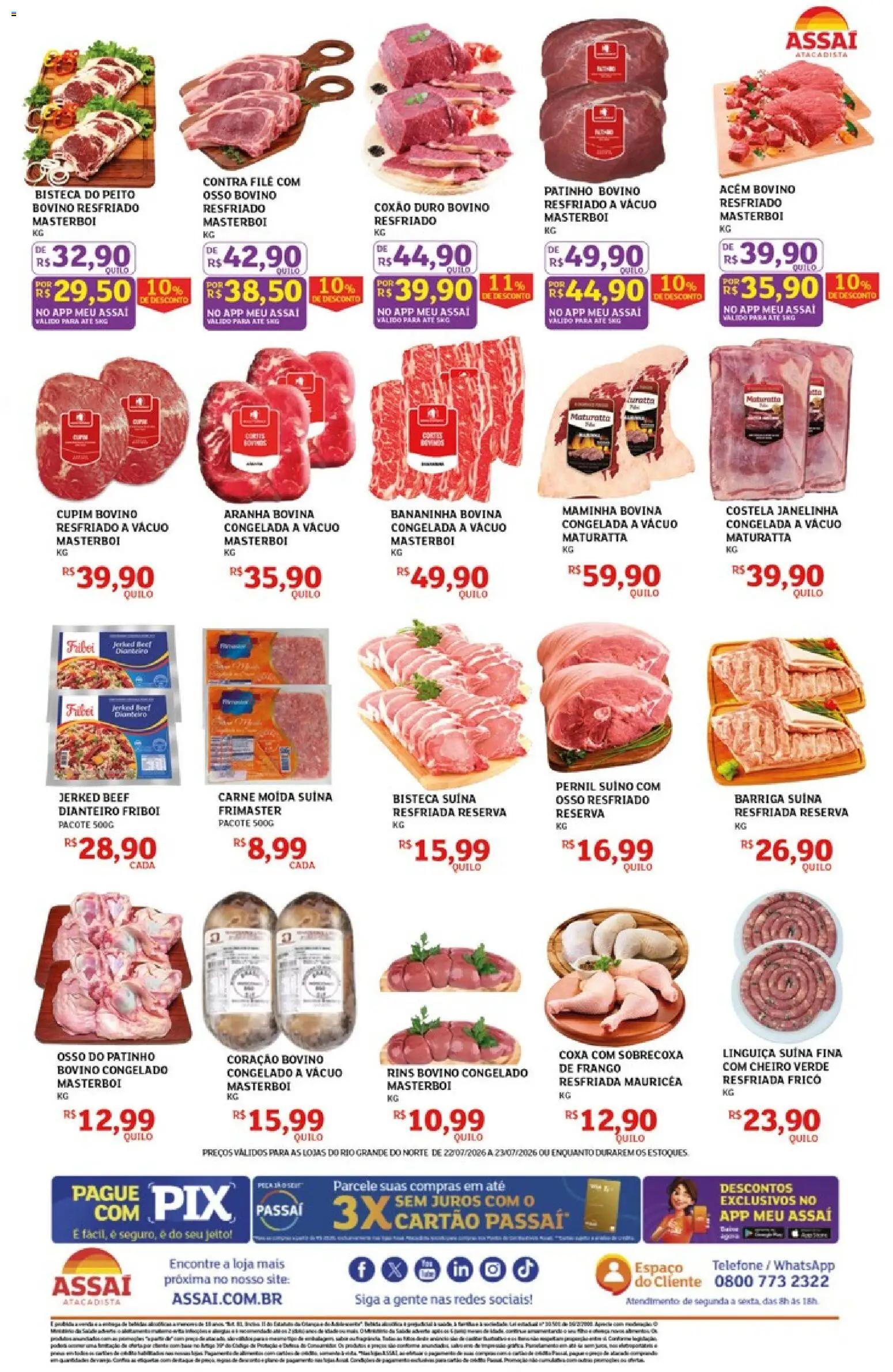 Assaí Atacadista Folheto - válido de 22/07/2026 | Página: 2 | Produtos: Linguiça, Maminha, Pernil, Carne