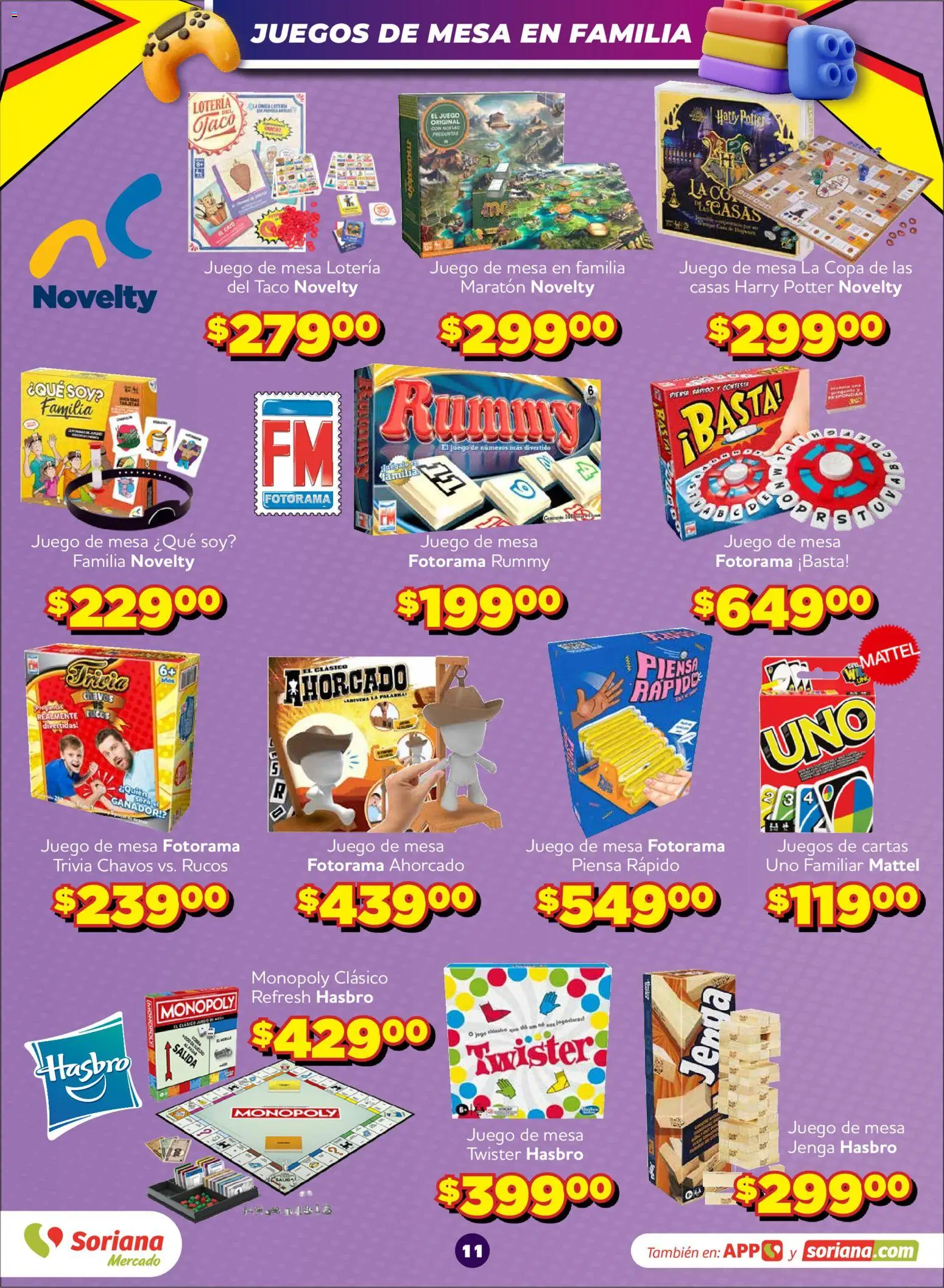 Nuevas ofertas de Soriana válidas en toda la República Mexicana desde el 28/09/2026. ¡Encuentra las mejores ofertas en Soriana Mercado - Mercado del Juguete! | Página: 11 | Productos: Juego, Juegos de mesa, Taco, Mesa
