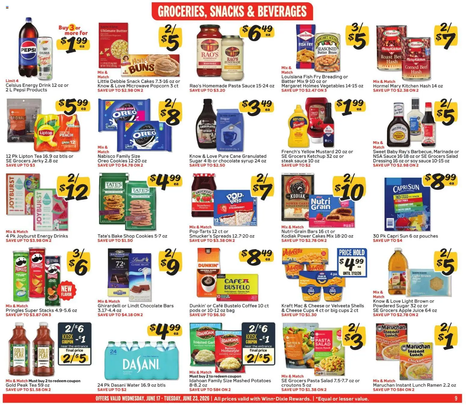 Winn Dixie Weekly Ad - valid from 17.06.2026 | Page: 9 | Products: Salad, Water, Sugar, Garlic