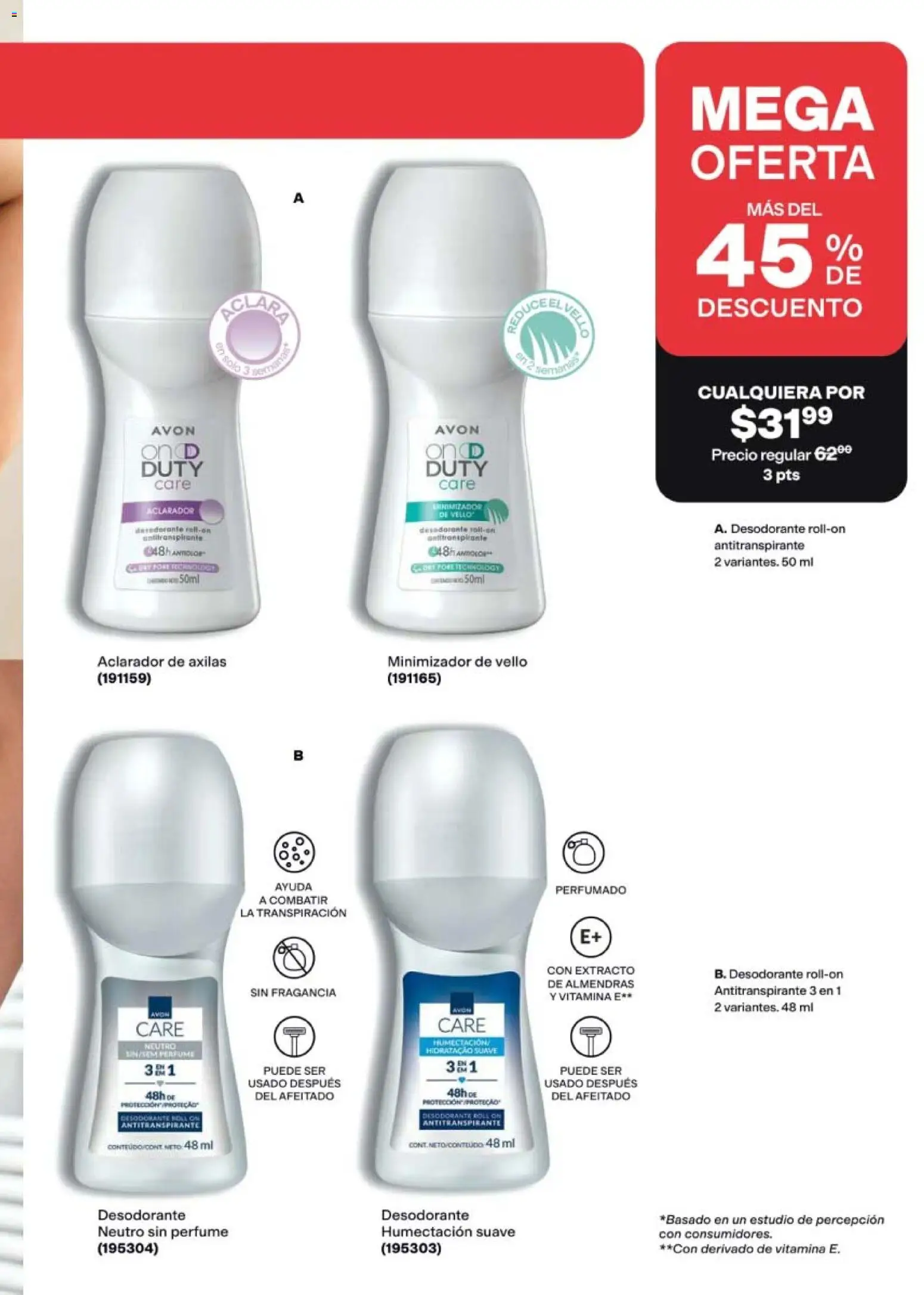 Nuevas ofertas de AVON válidas en toda la República Mexicana desde el 21/08/2026. ¡Encuentra las mejores ofertas en AVON campaña 13 2026! | Página: 145 | Productos: Desodorante, Antitranspirante, Perfume, Fragancia