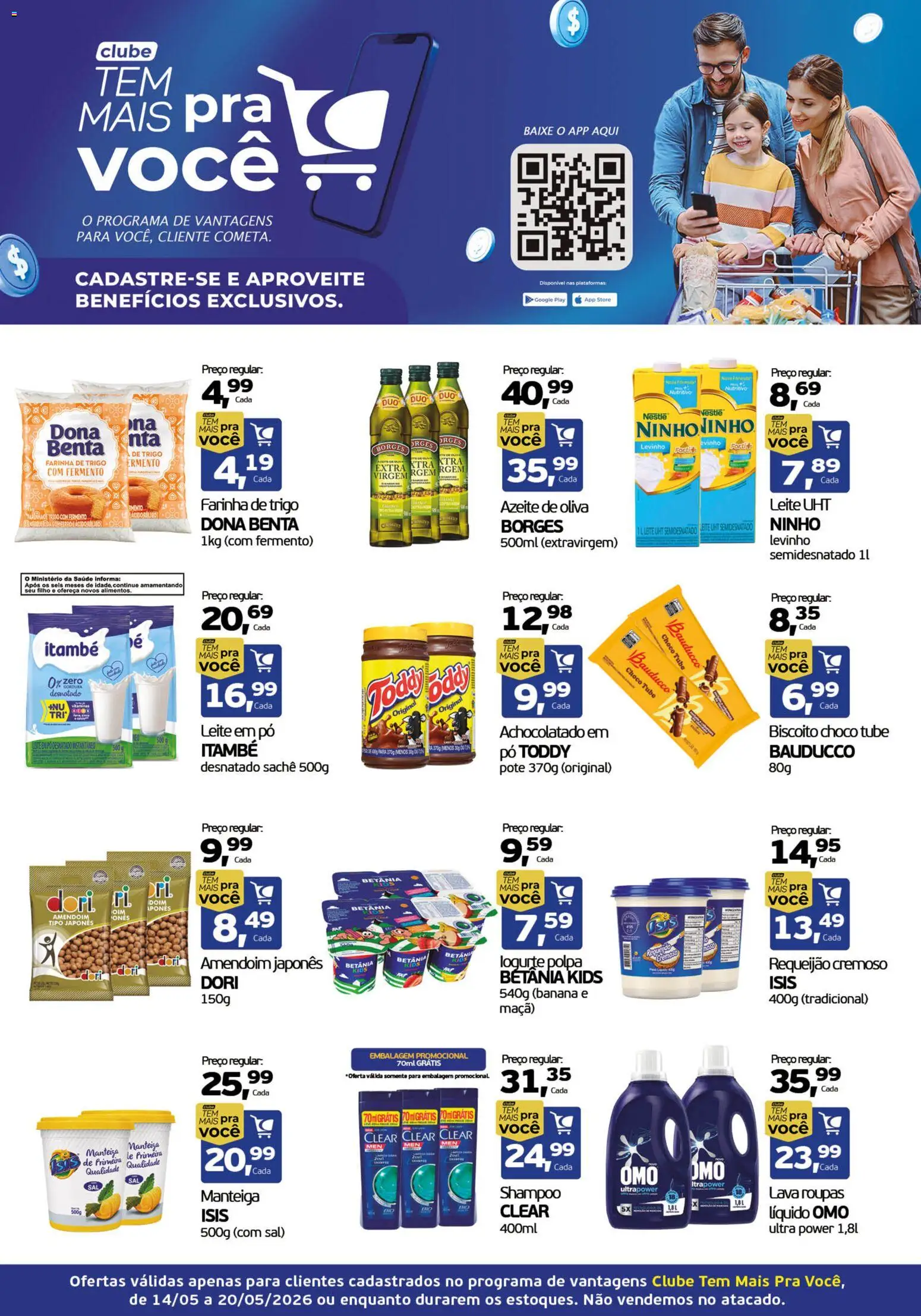 Cometa Supermercados Folheto - válido de 14.05.2026 | Página: 1 | Produtos: Farinha de trigo, Azeite, Pá, Leite em pó