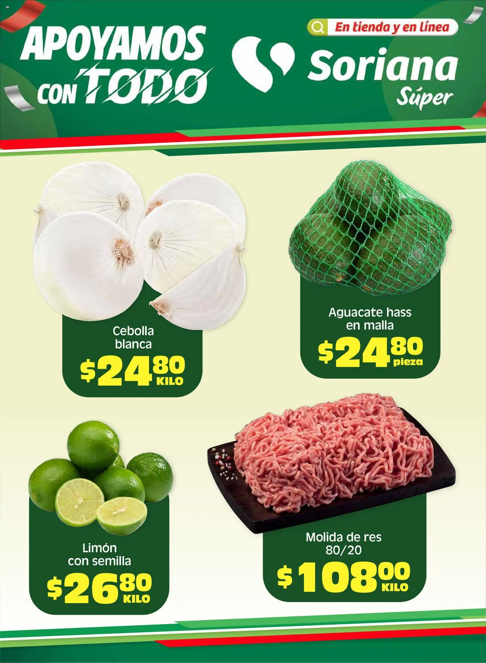 Nuevas ofertas de Soriana válidas en toda la República Mexicana desde el 08.05.2026. ¡Encuentra las mejores ofertas en Soriana Fin de Semana Súper: Saltillo y Torreón! | Página: 1 | Productos: Cebolla, Limón, Res, Malla