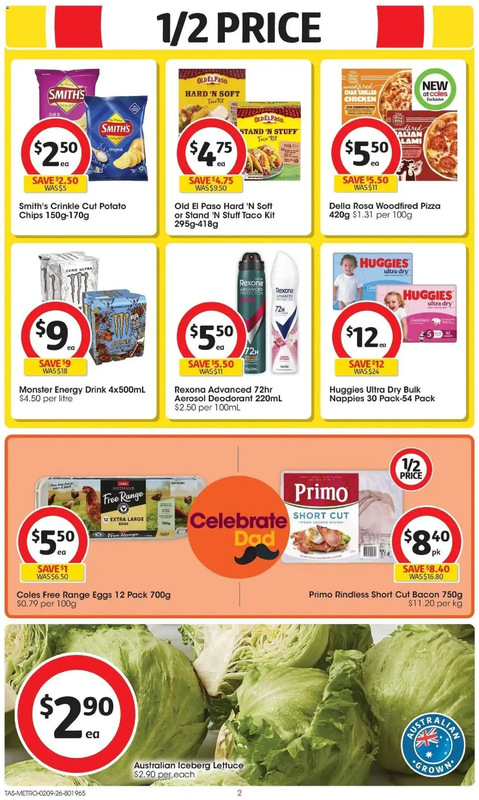 Coles catalogue - valid from 02/09/2026 | Page: 2 | Products: Energy drink, Chicken, Lettuce, Iceberg lettuce