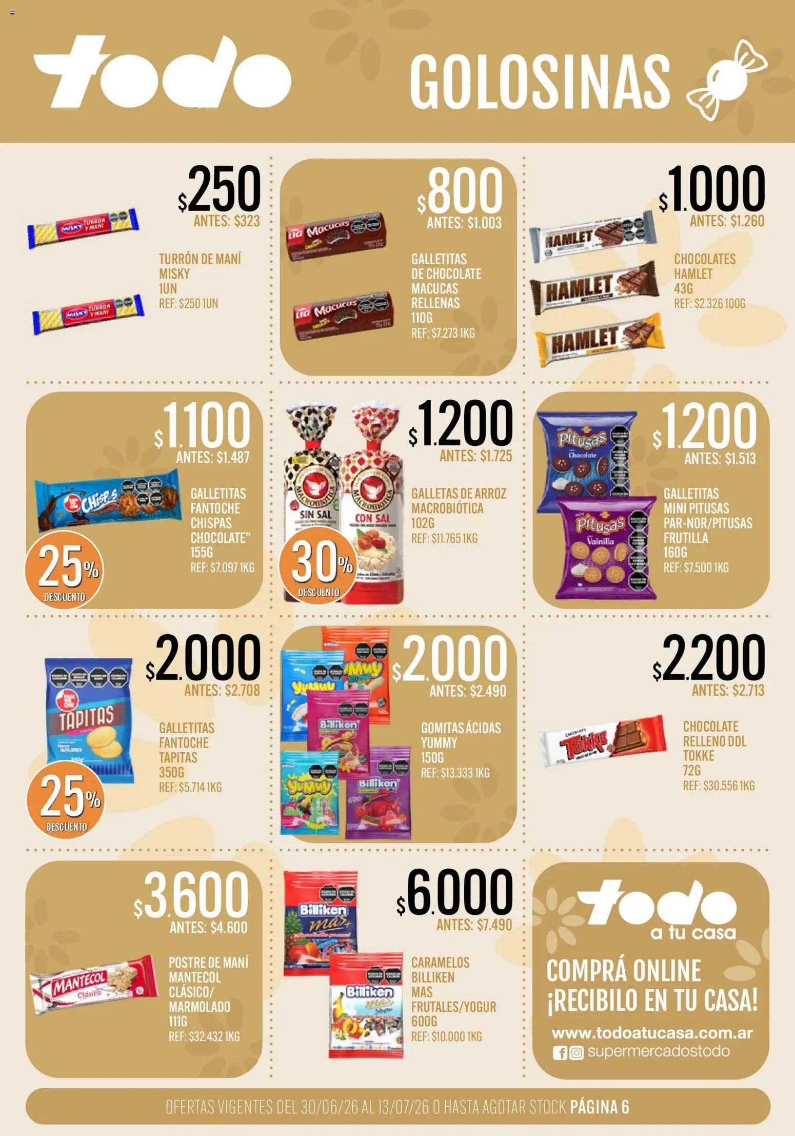 Supermercados TODO Ofertas │ válido desde el 30/06/2026 | Página: 6 | Productos: Galletitas, Gomitas, Golosinas, Galletas