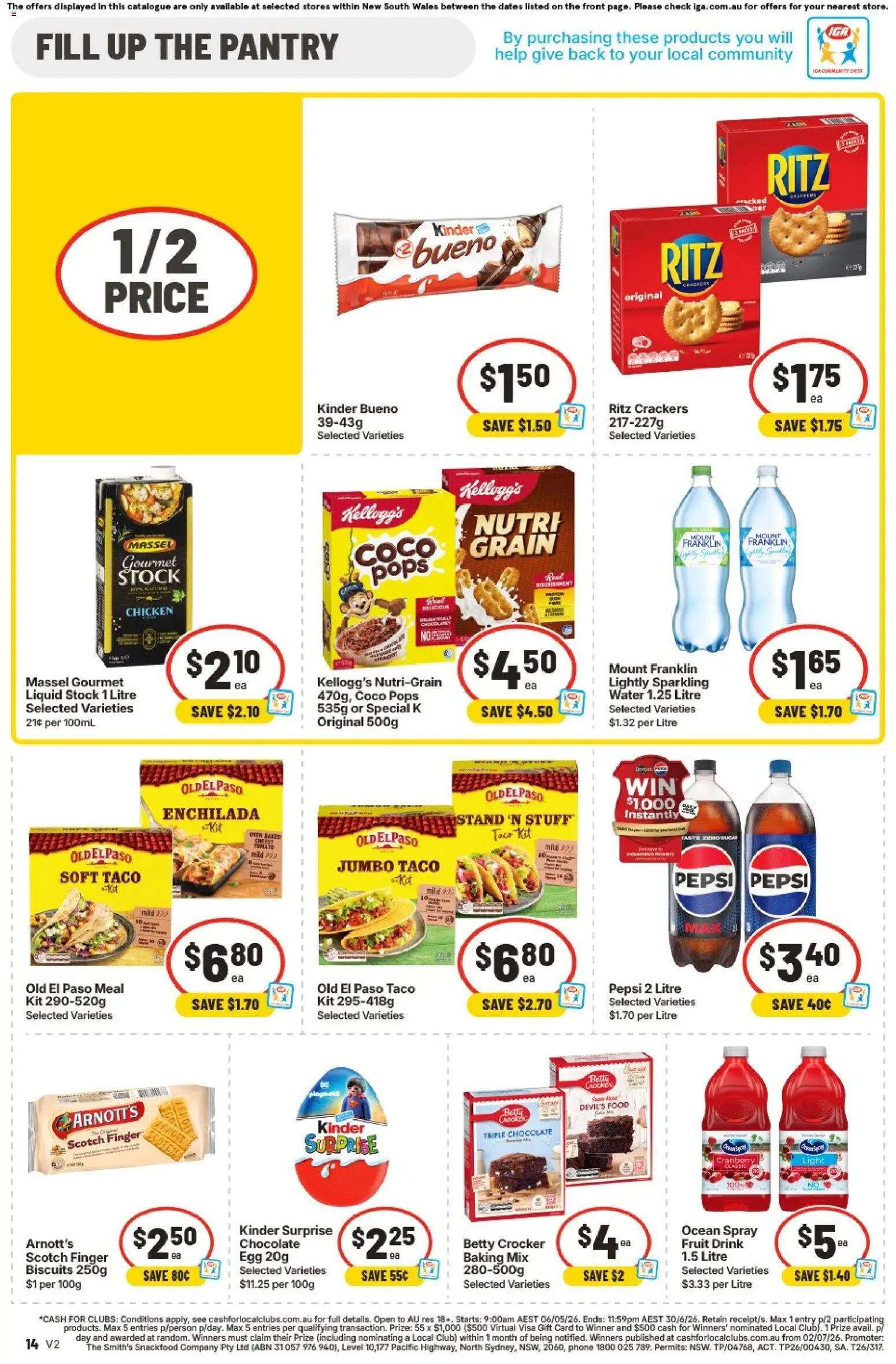 IGA catalogue - valid from 17.06.2026 | Page: 12 | Products: Crackers, Pepsi, Biscuits, Sugar