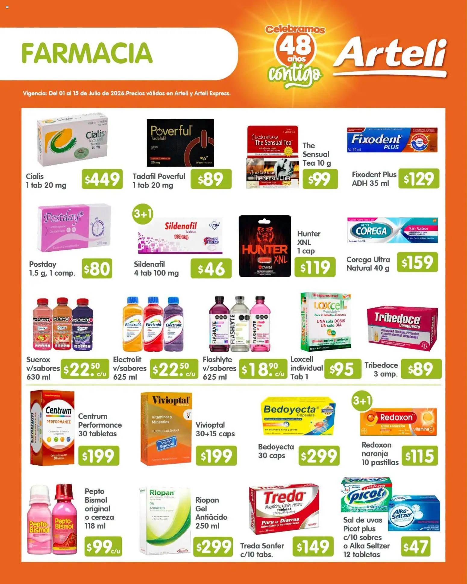 Nuevas ofertas de Arteli válidas en toda la República Mexicana desde el 01/07/2026. ¡Encuentra las mejores ofertas en Arteli folleto Quincenal! | Página: 9 | Productos: Sal, Frasco, Antiácido, Caja