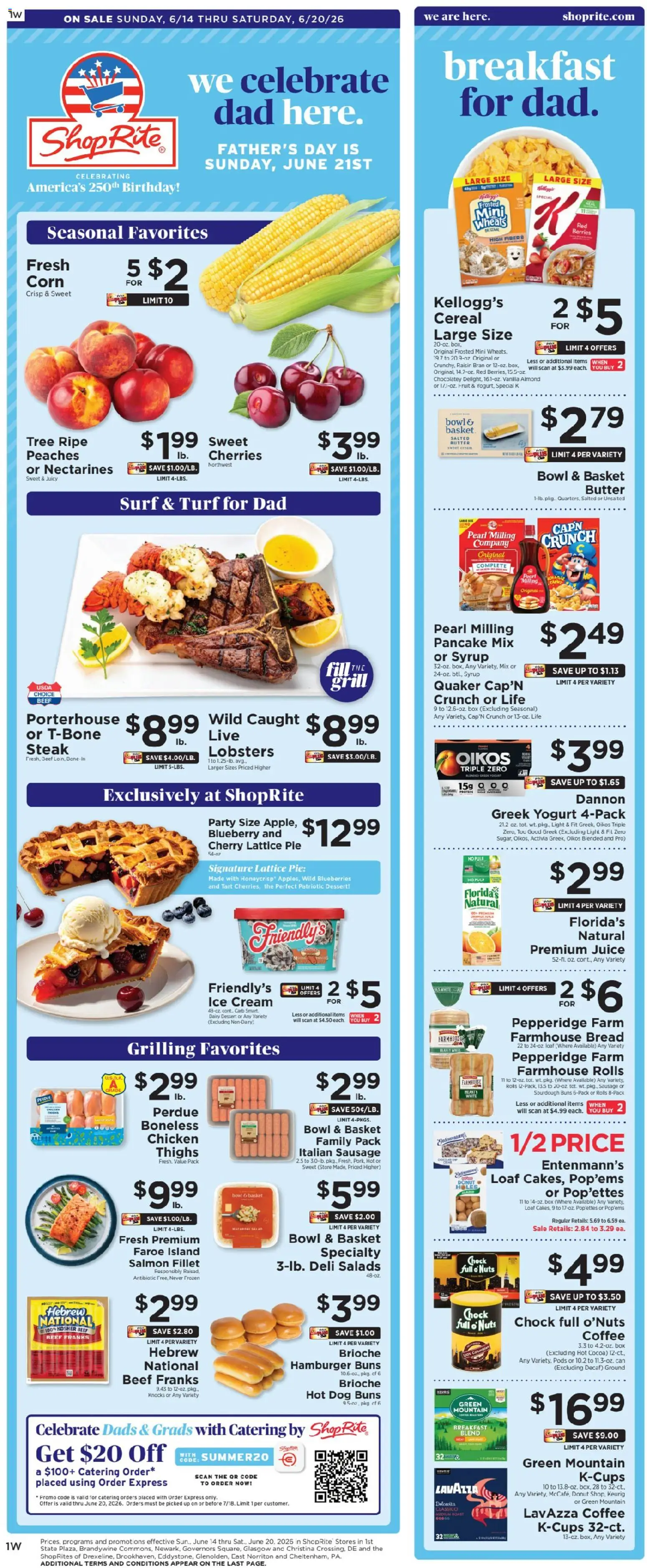 ShopRite Weekly Ad - valid from 14.06.2026 | Page: 1 | Products: Basket, Bread, Juice, Blueberries