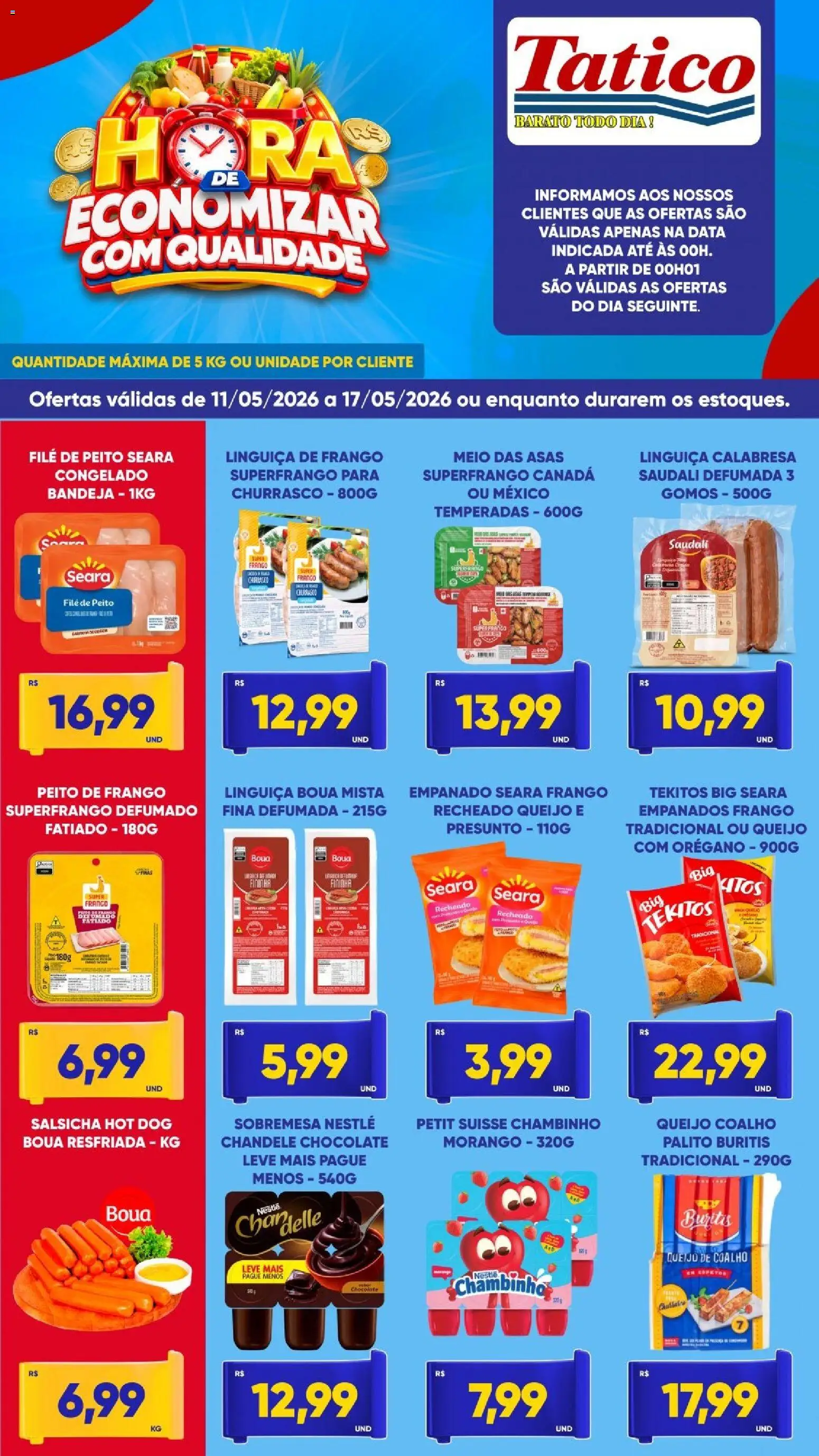 Tatico Folheto - válido de 11.05.2026 | Página: 1 | Produtos: Linguiça, Bandeja, Orégano, Peito de frango