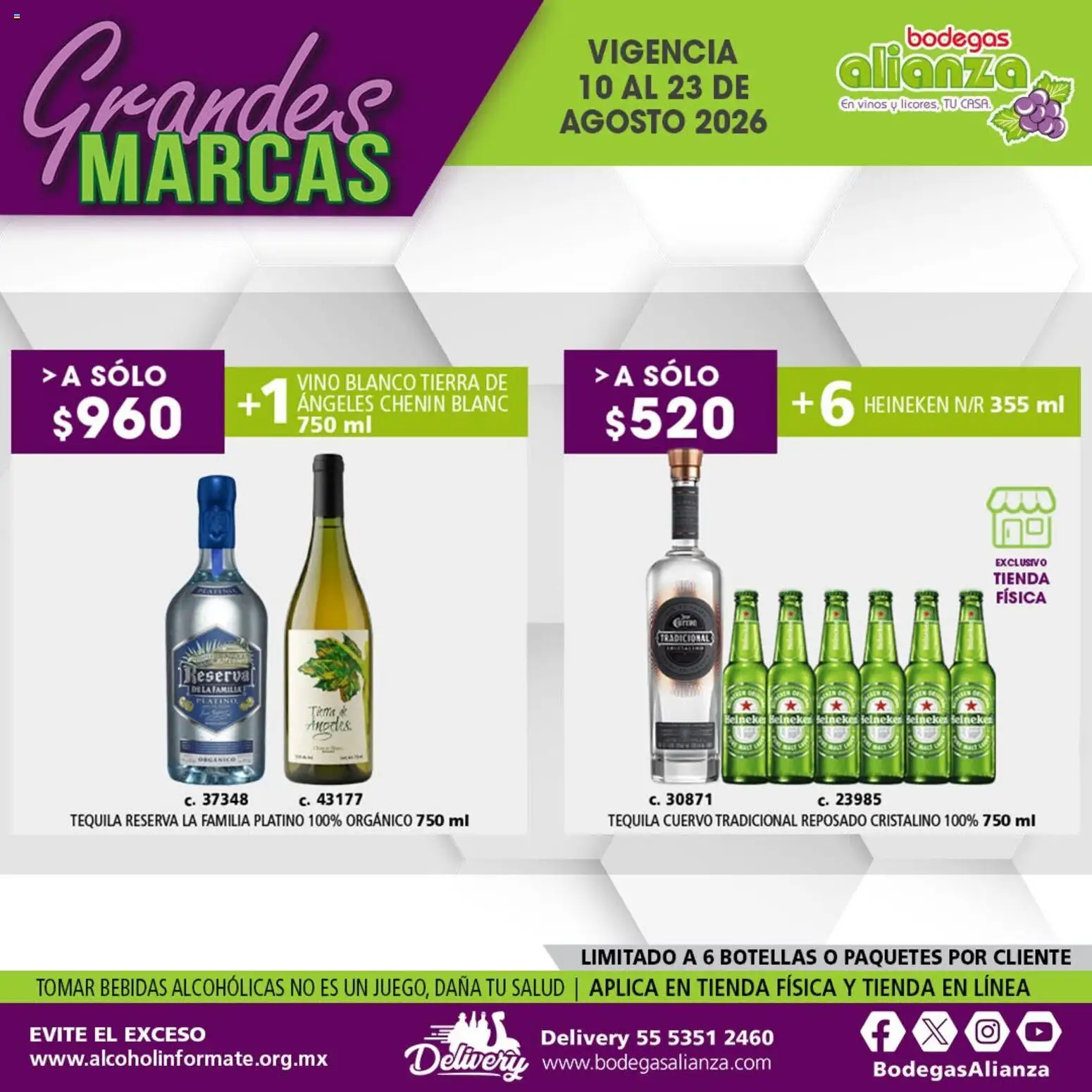 Nuevas ofertas de Bodegas Alianza válidas en toda la República Mexicana desde el 10/08/2026. ¡Encuentra las mejores ofertas en Bodegas Alianza catálogo Grandes Marcas! | Página: 12 | Productos: Vino blanco, Bebidas, Heineken, Tierra