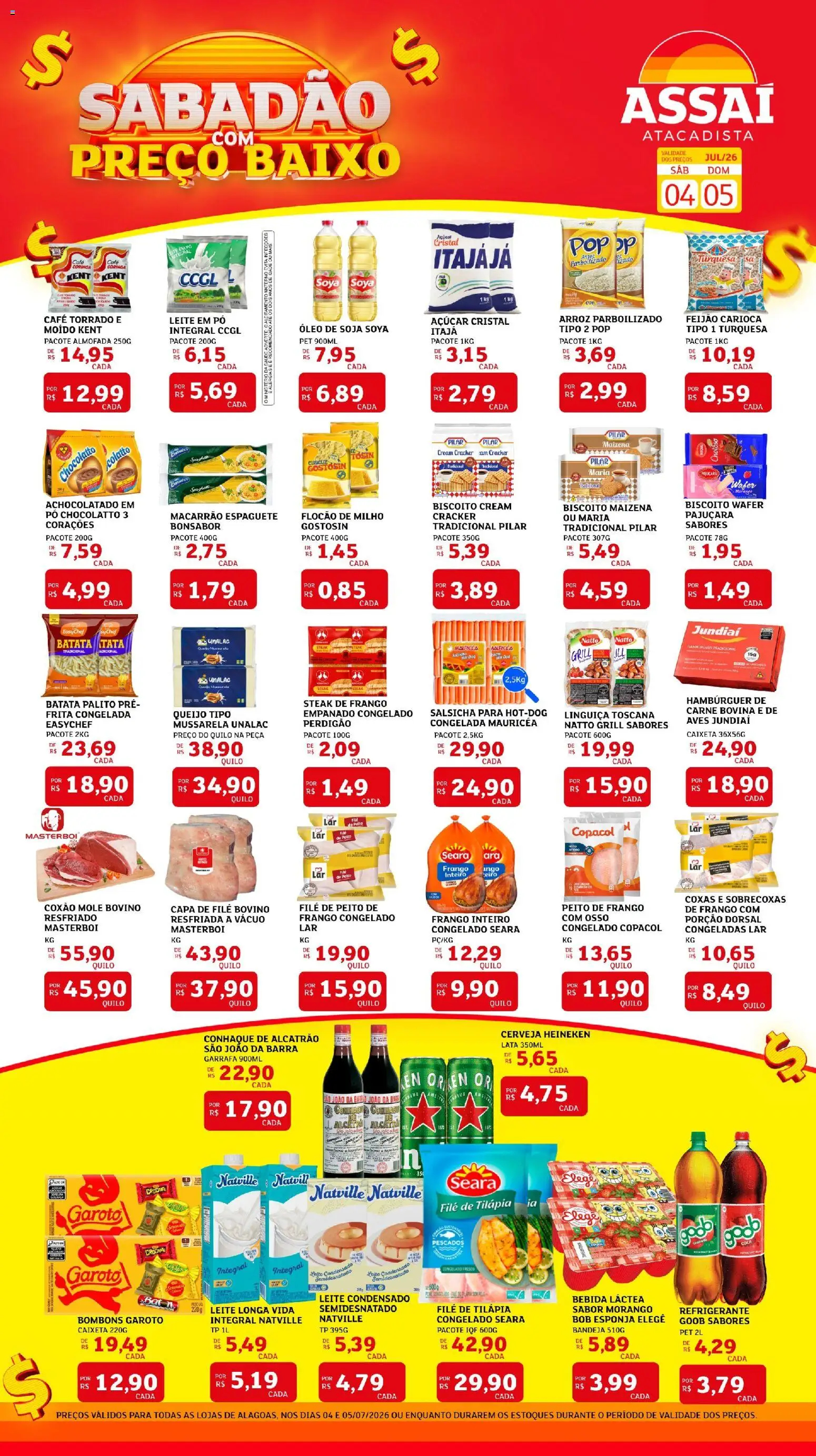 Assaí Atacadista Folheto - válido de 04/07/2026 | Página: 1 | Produtos: Esponja, Hambúrguer, Refrigerante, Leite em pó