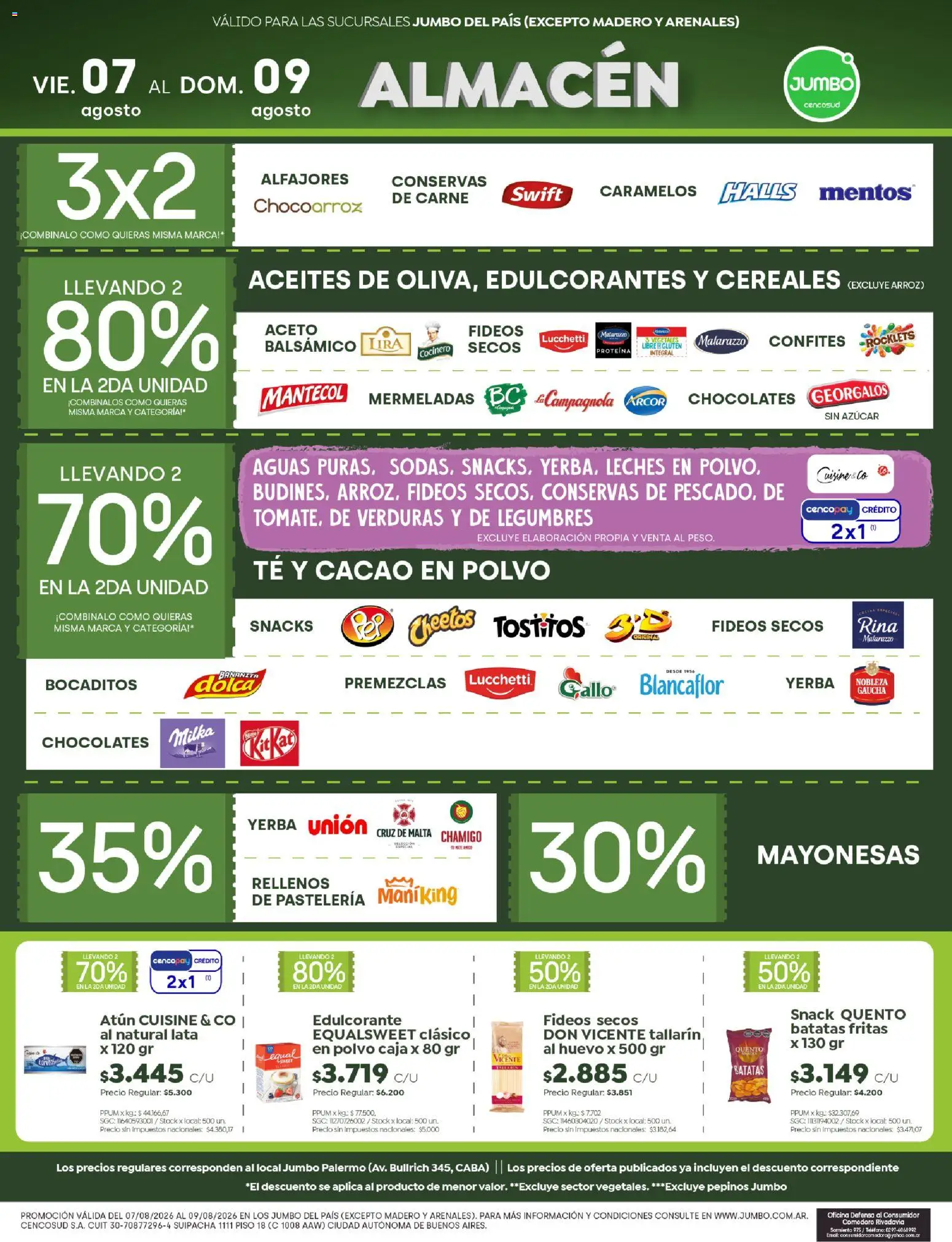 Jumbo - OfertasmSalta & Tucumán │ válido desde el 07/08/2026 | Página: 2 | Productos: Teléfono, Legumbres, Fideos, Cacao