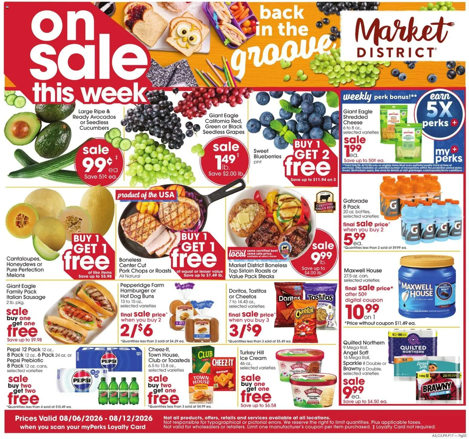 Giant Eagle - Weekly Sale - valid from 08/06/2026 | Page: 1 | Products: Cheese, Cream, Ice cream, Sausage