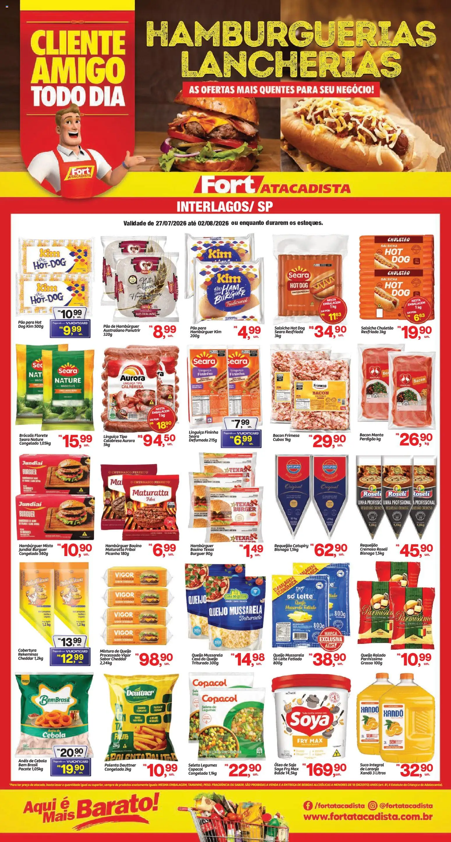 Fort Atacadista Folheto - válido de 27/07/2026 | Página: 1 | Produtos: Fragrância, Salsicha, Queijo, Requeijão