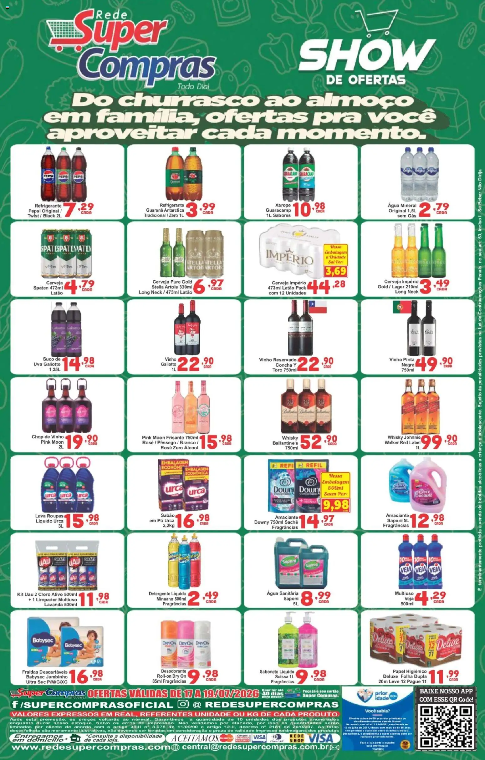 Rede Super Compras Folheto - válido de 17/07/2026 | Página: 2 | Produtos: Guaraná, Faca, Vinho, Roupas
