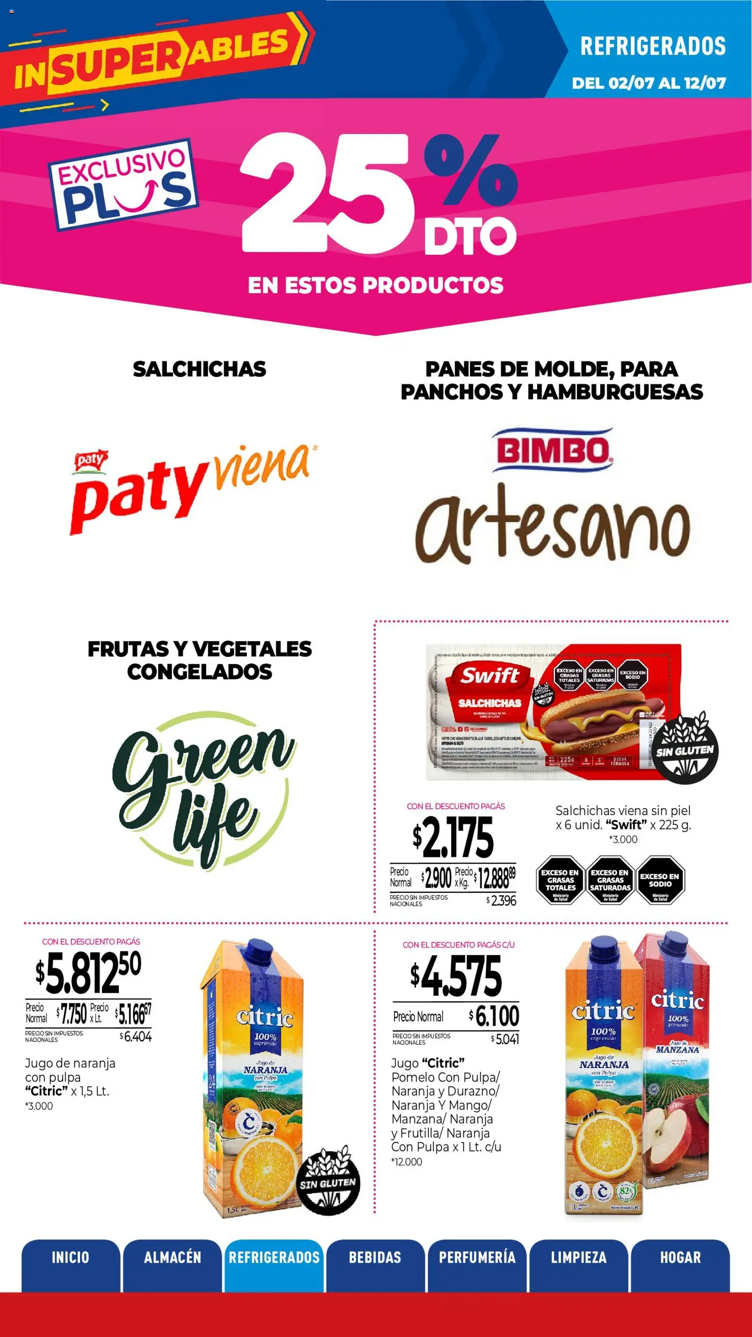 La Anonima catálogo │ válido desde el 02/07/2026 | Página: 19 | Productos: Manzana, Mango, Pomelo, Jugo