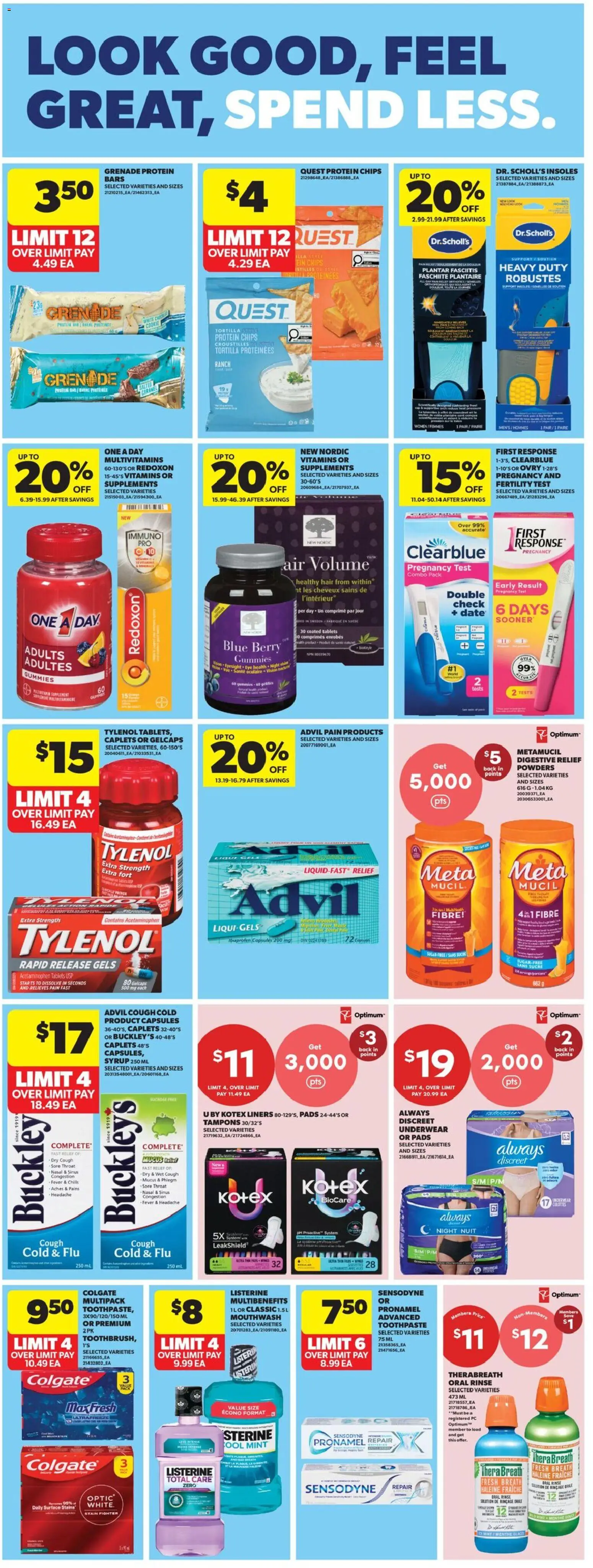 Real Canadian Superstore flyer valid from Aug 13, 2026 | Page: 36 | Products: Protein bar, Tampons, Syrup, Underwear
