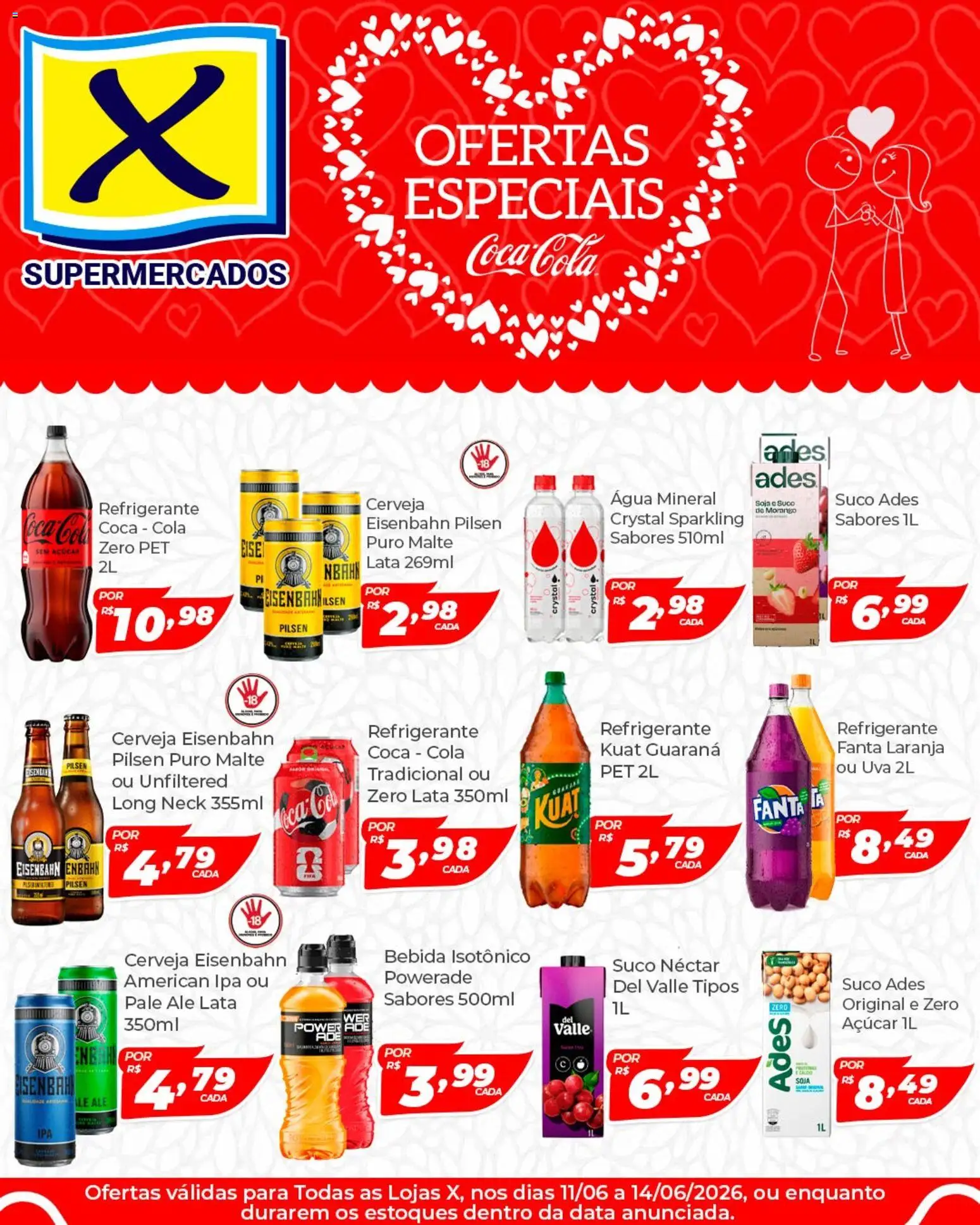 X Supermercados Folheto - válido de 11.06.2026 | Página: 1 | Produtos: Guaraná, Cerveja, Refrigerante, Soja
