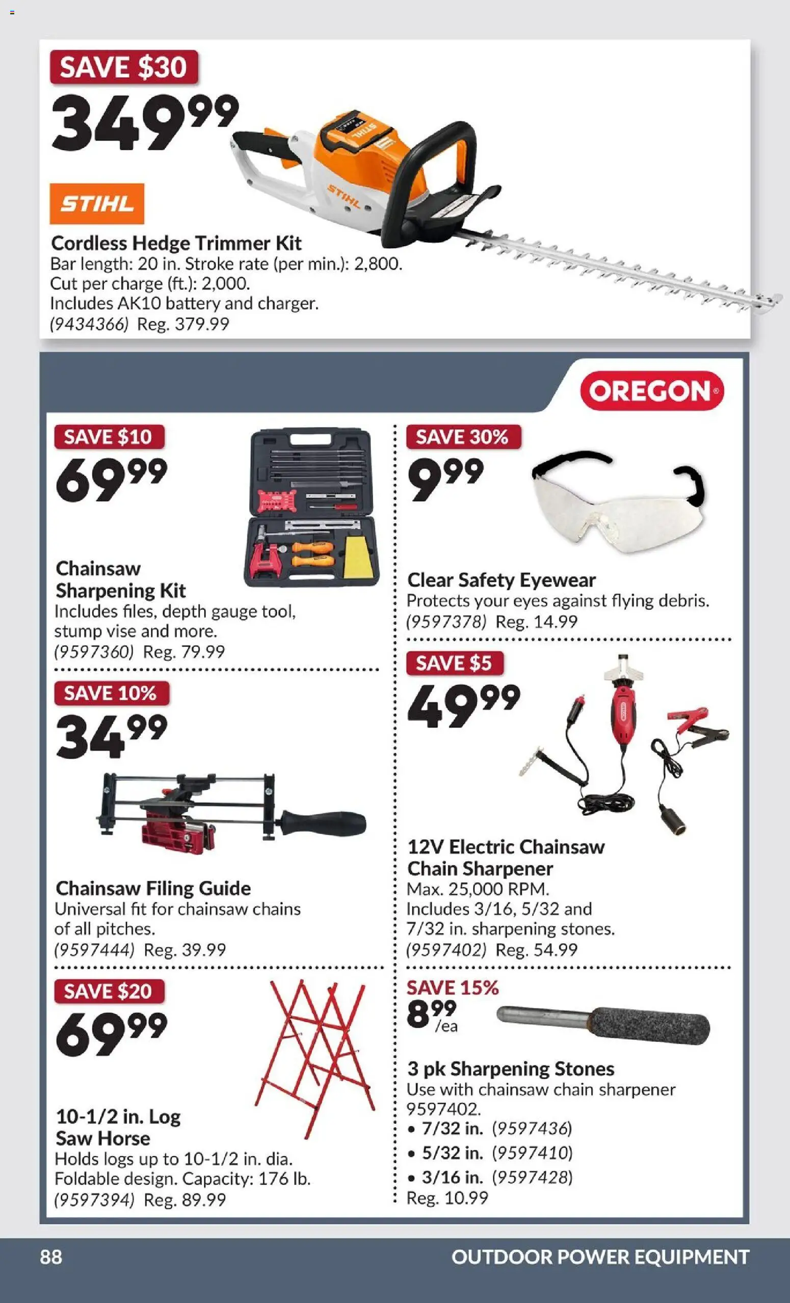 Princess Auto flyer valid from Oct 6, 2026 | Page: 94 | Products: Electric chainsaw, Chainsaw, Battery