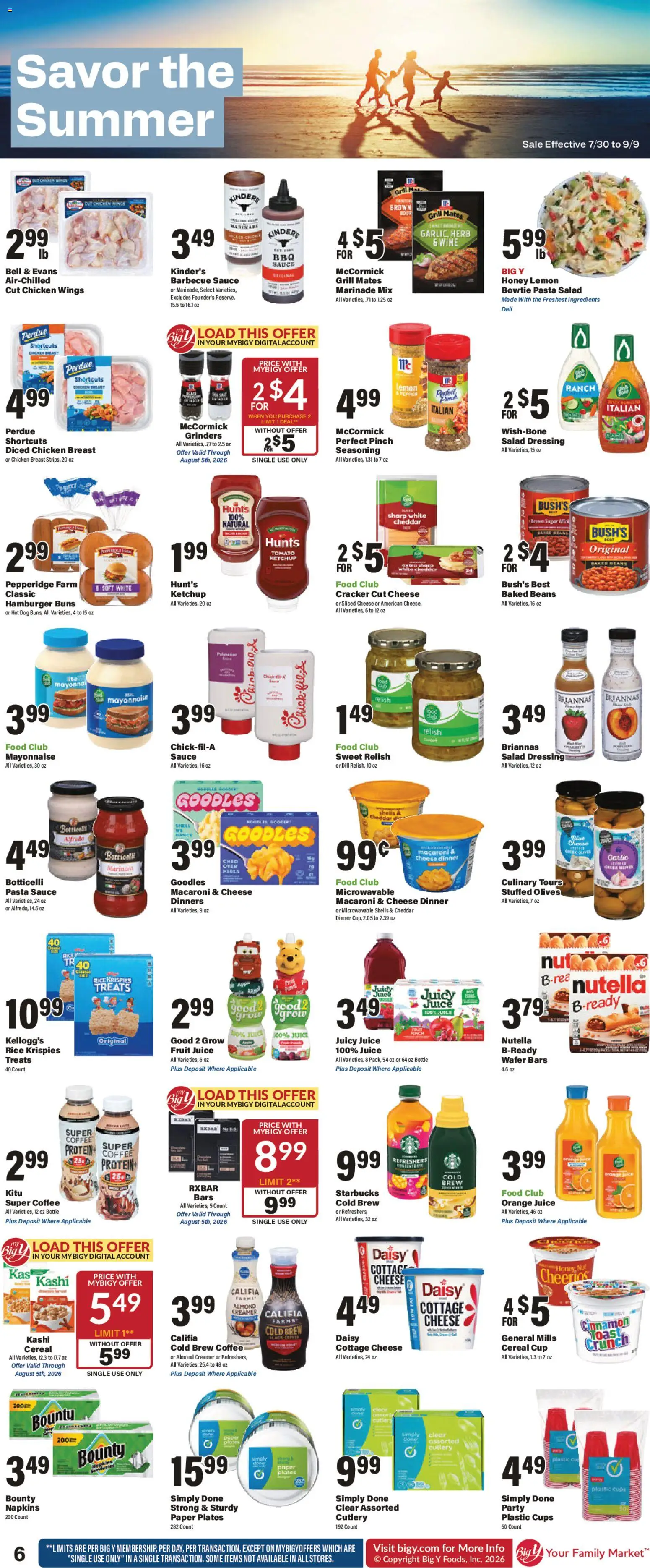 Big Y Weekly Ad - valid from 07/30/2026 | Page: 8 | Products: Cheese, Pasta, Cottage cheese, Mayonnaise