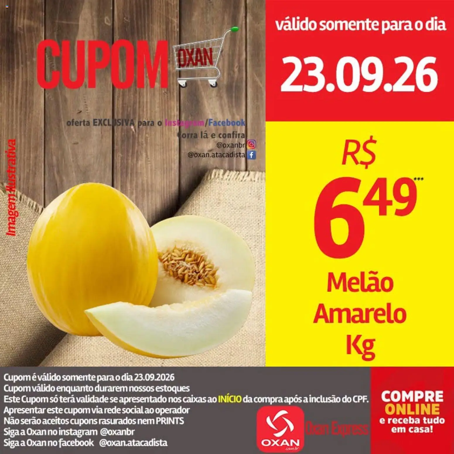 Oxan Atacadista Folheto - válido de 23/09/2026 | Página: 1 | Produtos: Melão amarelo, Melão