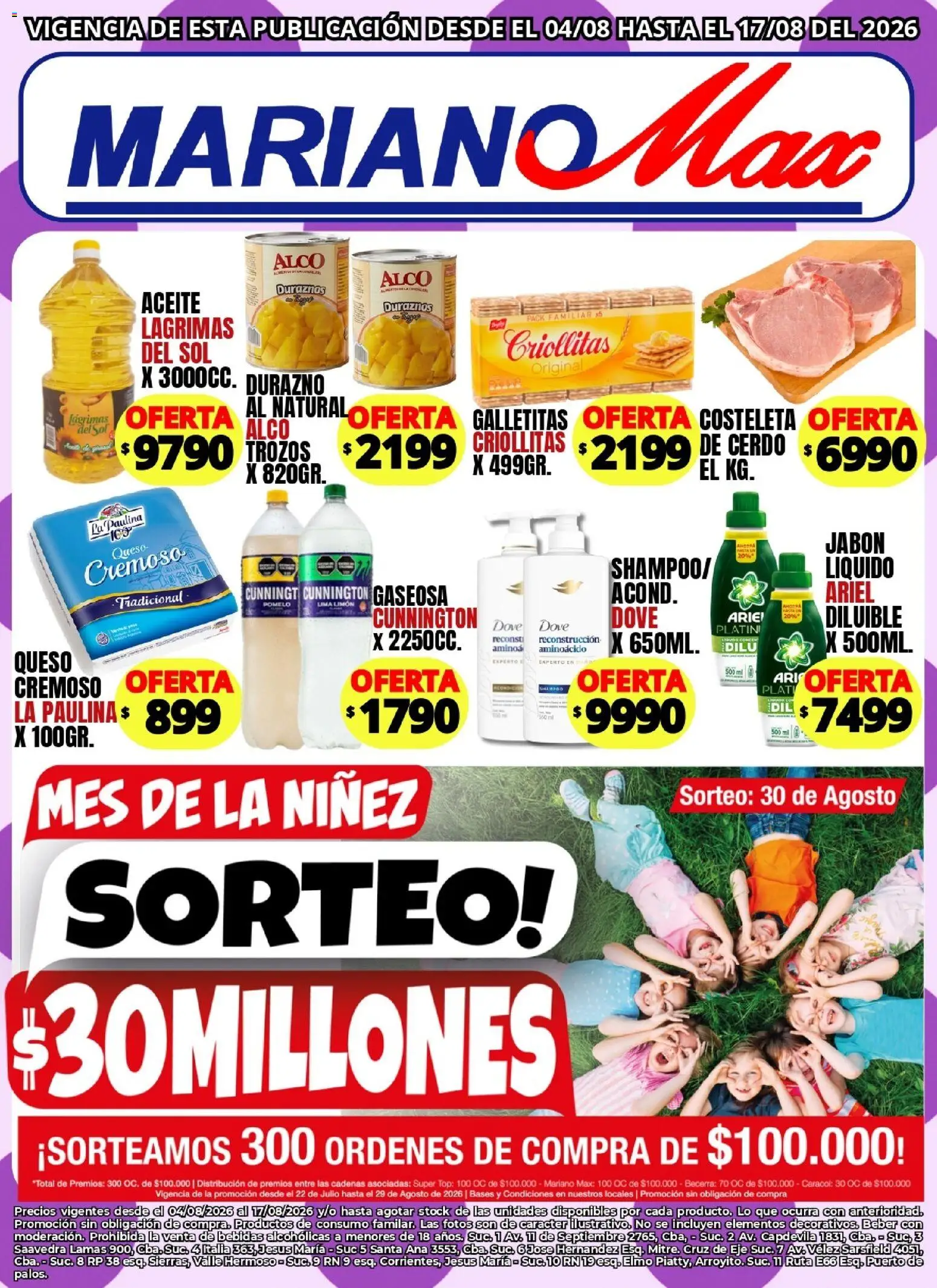 Mariano Max - Catálogo │ válido desde el 04/08/2026 | Página: 1 | Productos: Durazno, Jabón líquido, Shampoo, Gaseosa