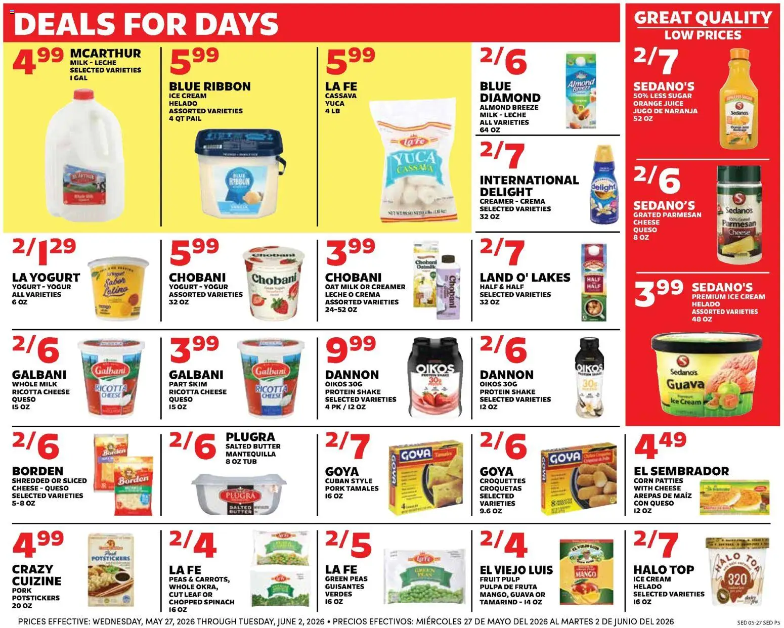 Sedano's Weekly Ad - valid from 27.05.2026 | Page: 5 | Products: Milk, Cheese, Pork, Cream