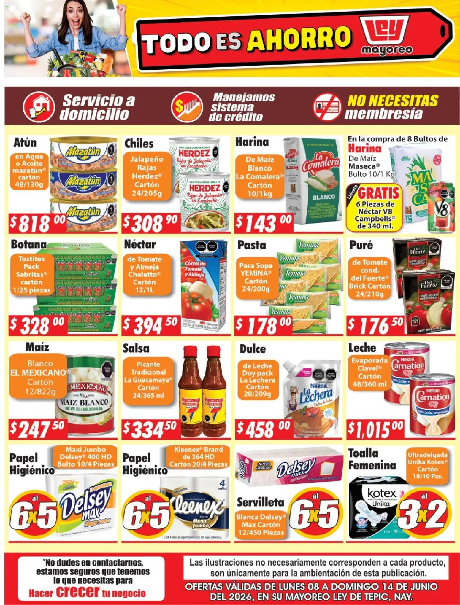 Nuevas ofertas de Casa Ley válidas en toda la República Mexicana desde el 08.06.2026. ¡Encuentra las mejores ofertas en Casa Ley folleto Tepic! | Página: 2 | Productos: Maíz, Atún, Tomate, Pasta