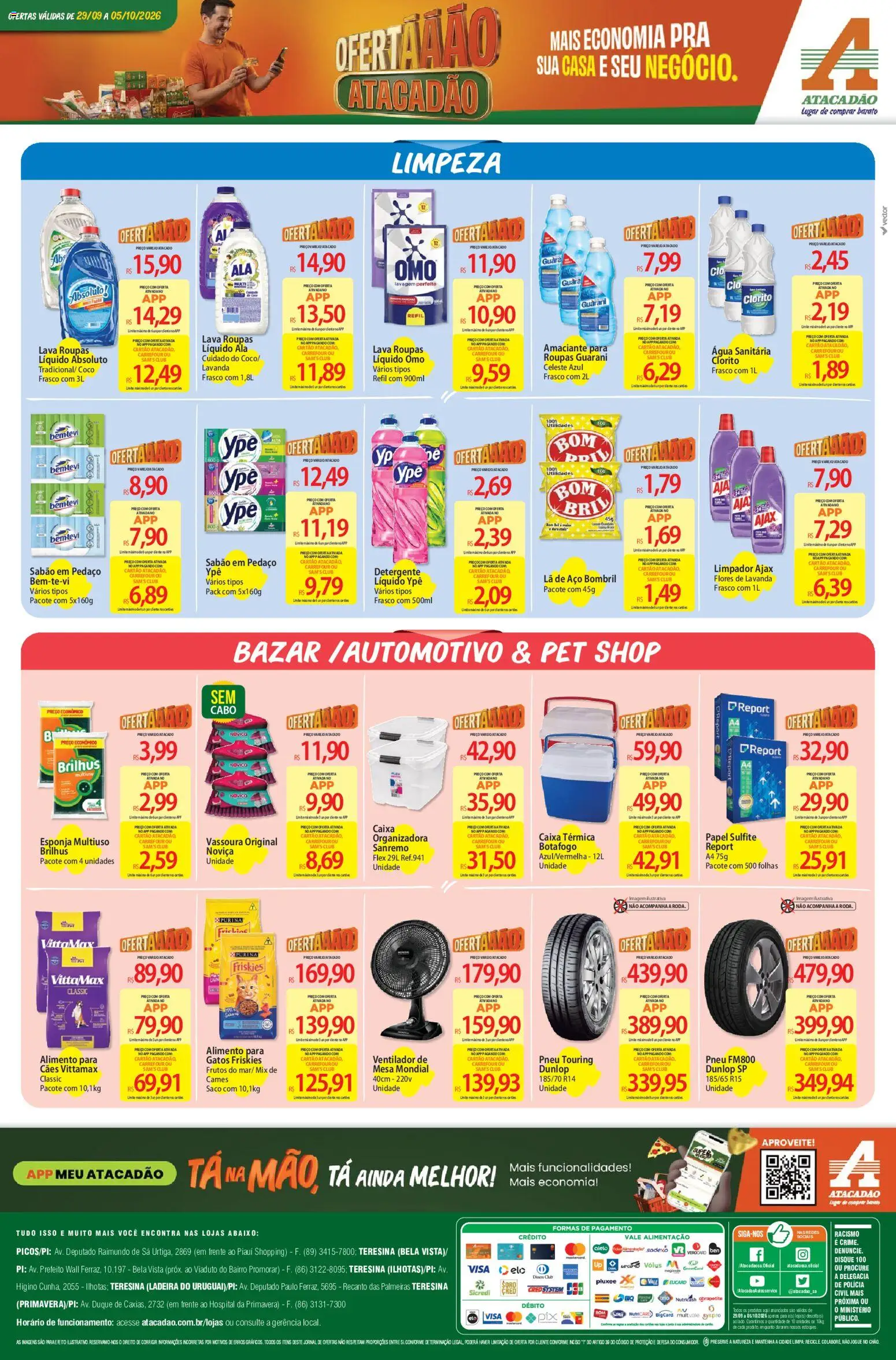 Atacadão Folheto - válido de 29/09/2026 | Página: 5 | Produtos: Ventilador, Pneu, Amaciante, Cabo