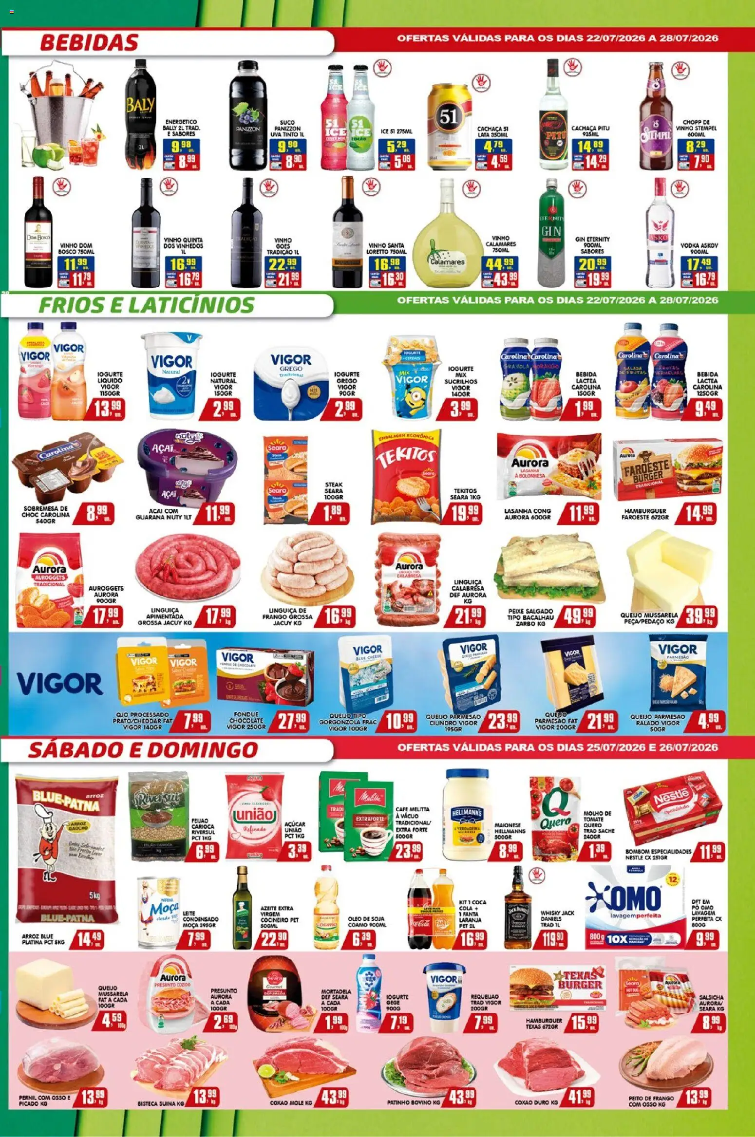 Higa's Supermercado Folheto - válido de 22/07/2026 | Página: 3 | Produtos: Pernil, Gin, Azeite, Mussarela