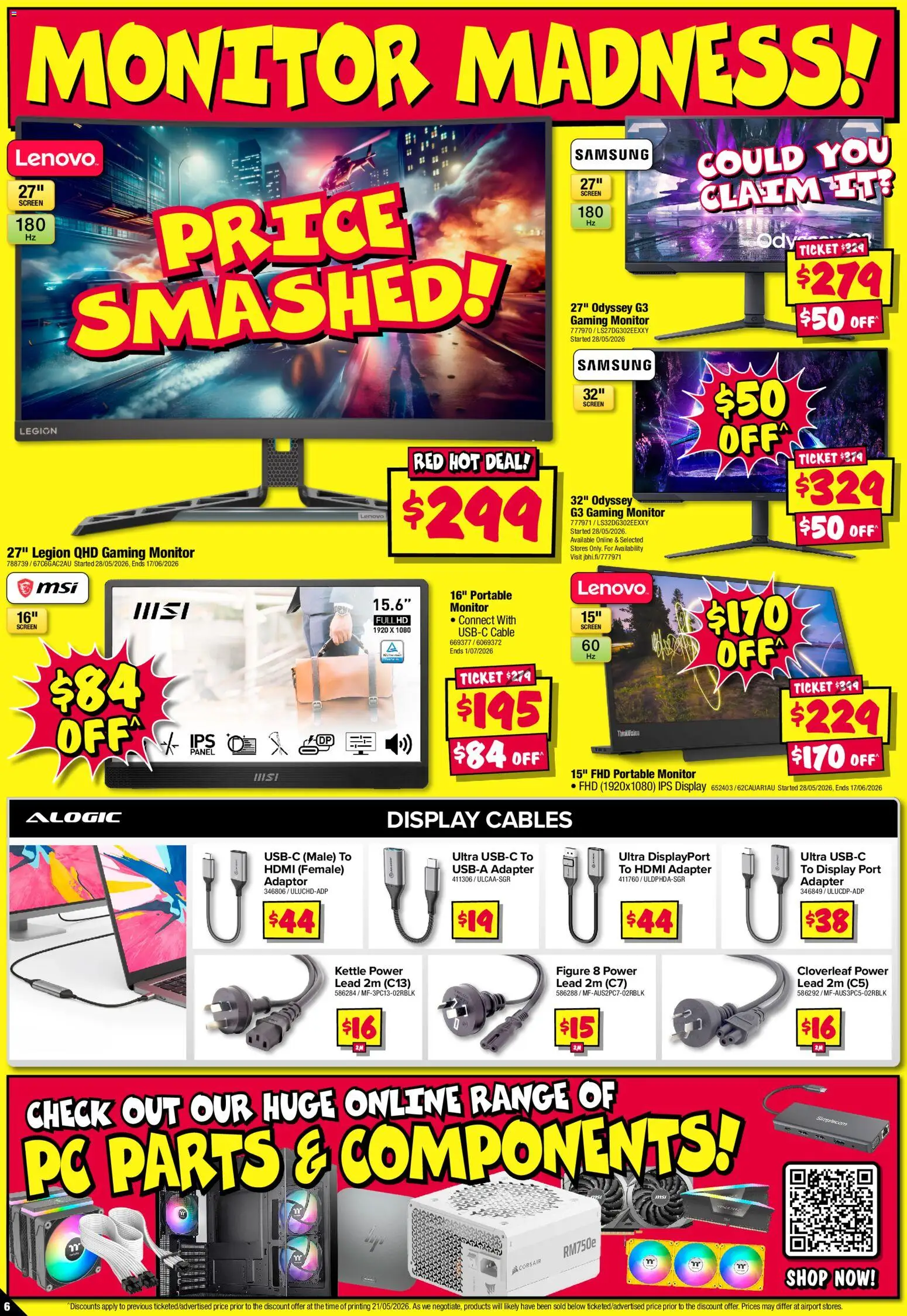 JB Hi-Fi catalogue - valid from 04.06.2026 | Page: 6 | Products: Monitor, Pc, Cable, Kettle