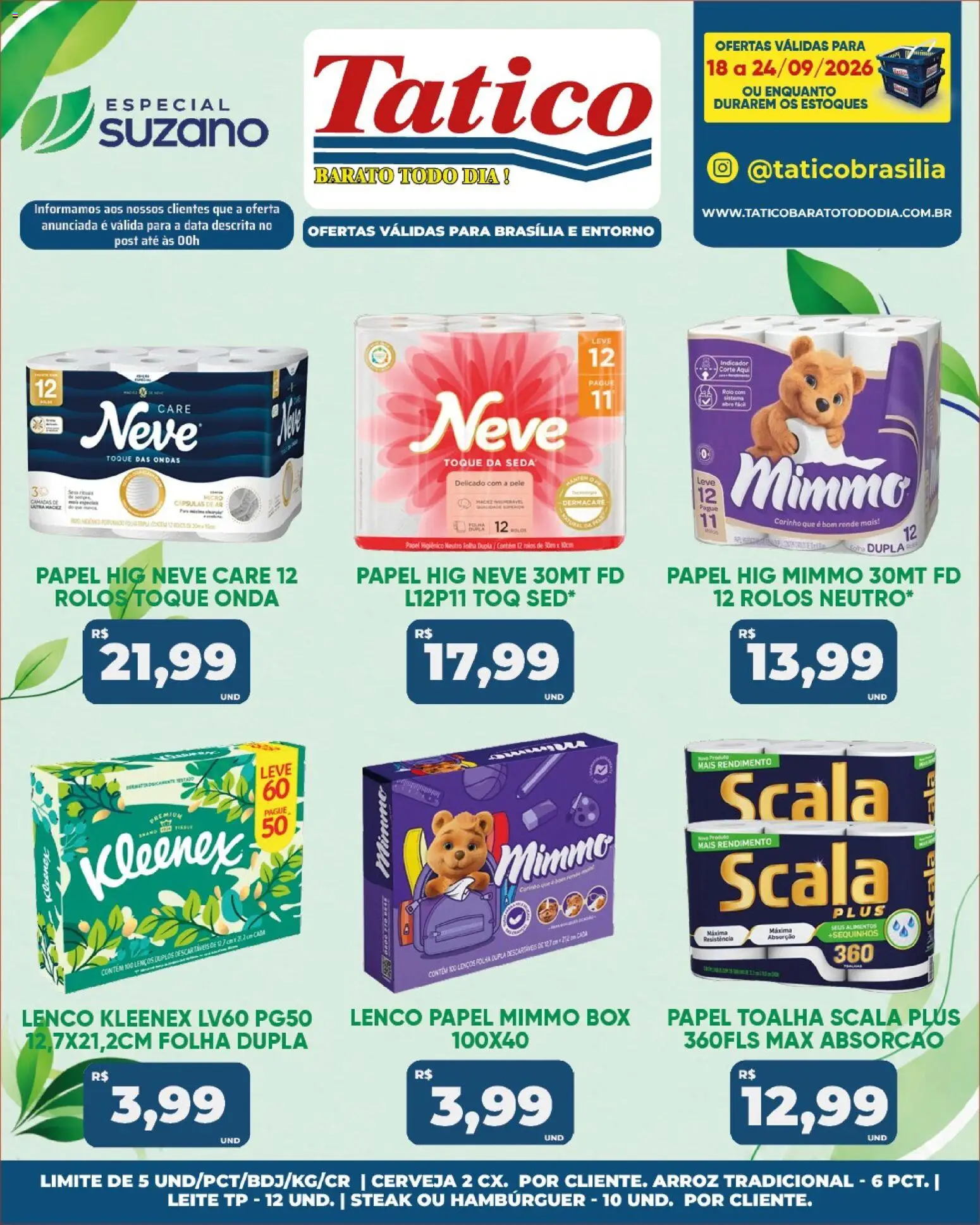 Tatico Folheto - válido de 19/09/2026 | Página: 18 | Produtos: Papel toalha, Steak, Hambúrguer, Papel higiênico