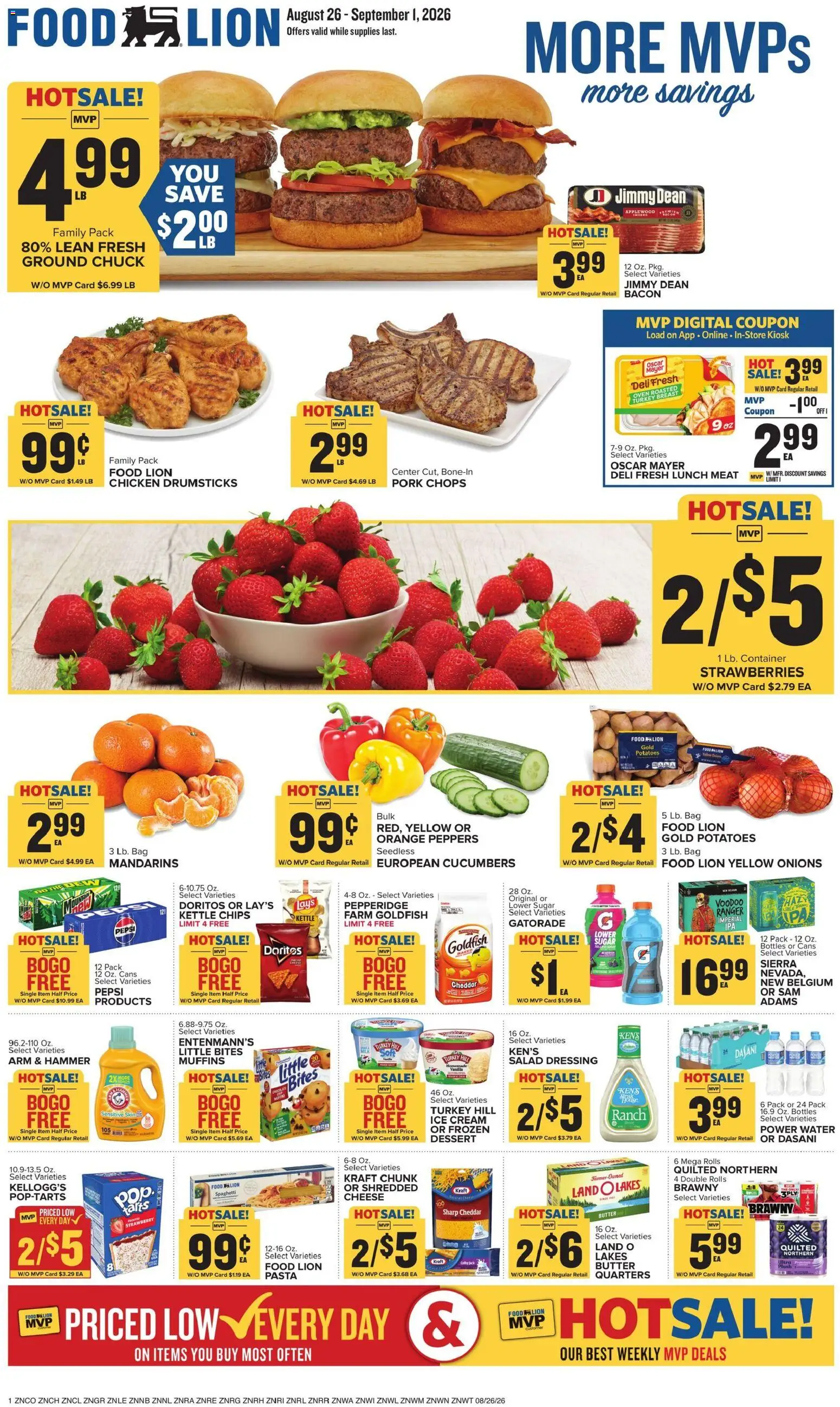 Food Lion Weekly Ad - valid from 08/26/2026 | Page: 1 | Products: Turkey, Turkey breast, Dressing, Ice