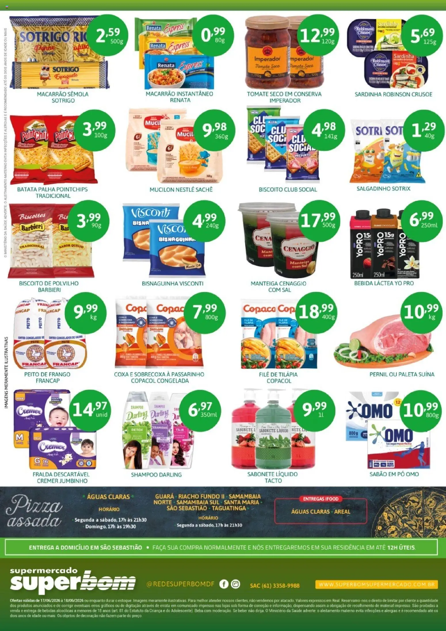 Superbom Folheto - válido de 17.06.2026 | Página: 2 | Produtos: Tilápia, Macarrão, Biscoitos, Mucilon