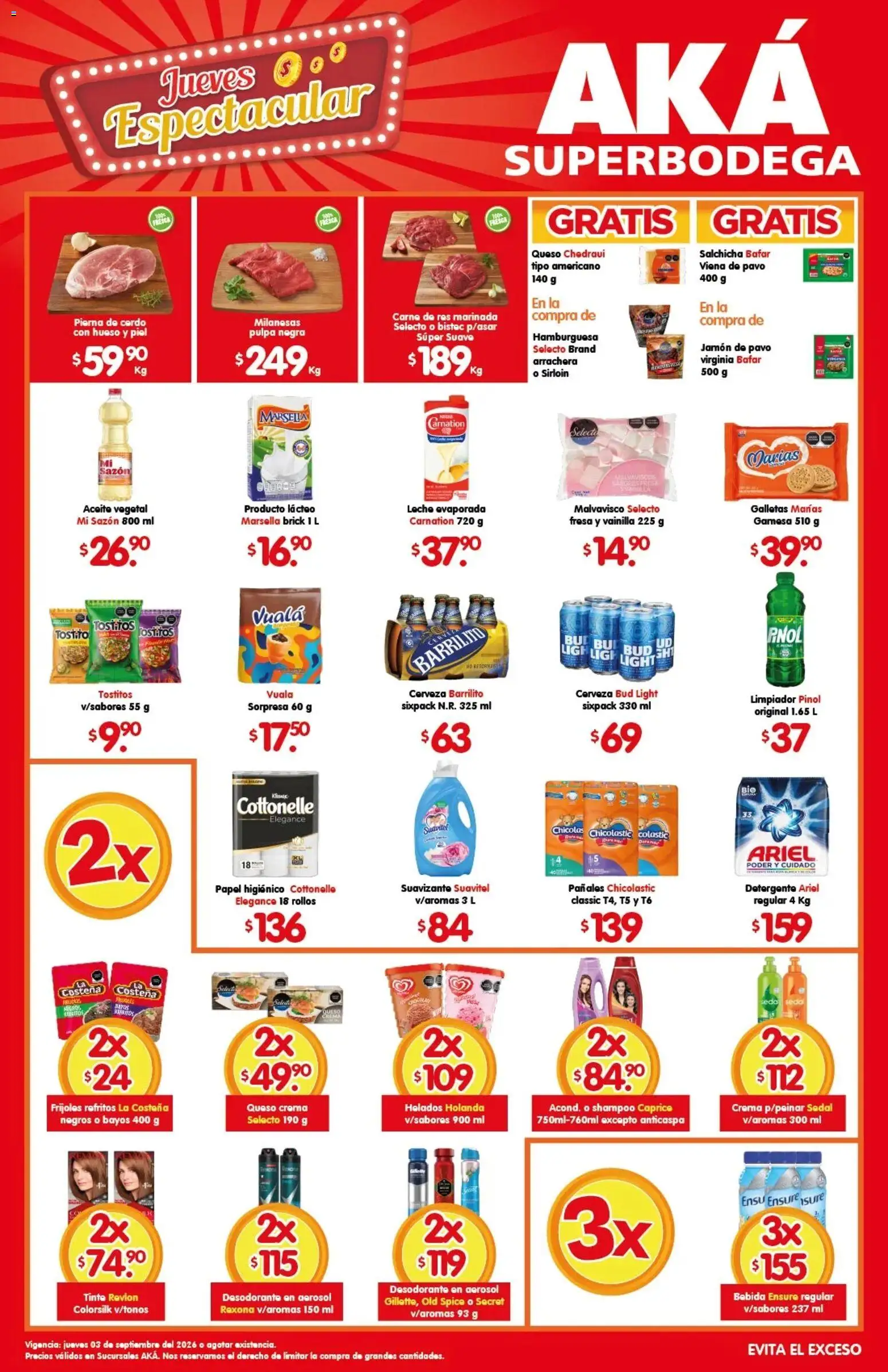 Nuevas ofertas de Arteli válidas en toda la República Mexicana desde el 03/09/2026. ¡Encuentra las mejores ofertas en Arteli folleto Aká SuperBodega! | Página: 1 | Productos: Detergente, Milanesas, Bistec, Aceite