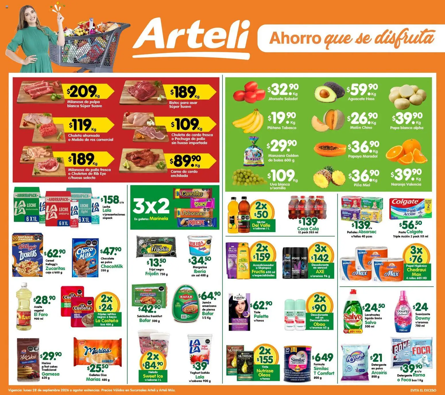 Nuevas ofertas de Arteli válidas en toda la República Mexicana desde el 28/09/2026. ¡Encuentra las mejores ofertas en Arteli folleto Tuxpan! | Página: 1 | Productos: Milanesa, Manzana, Pasta, Pañales