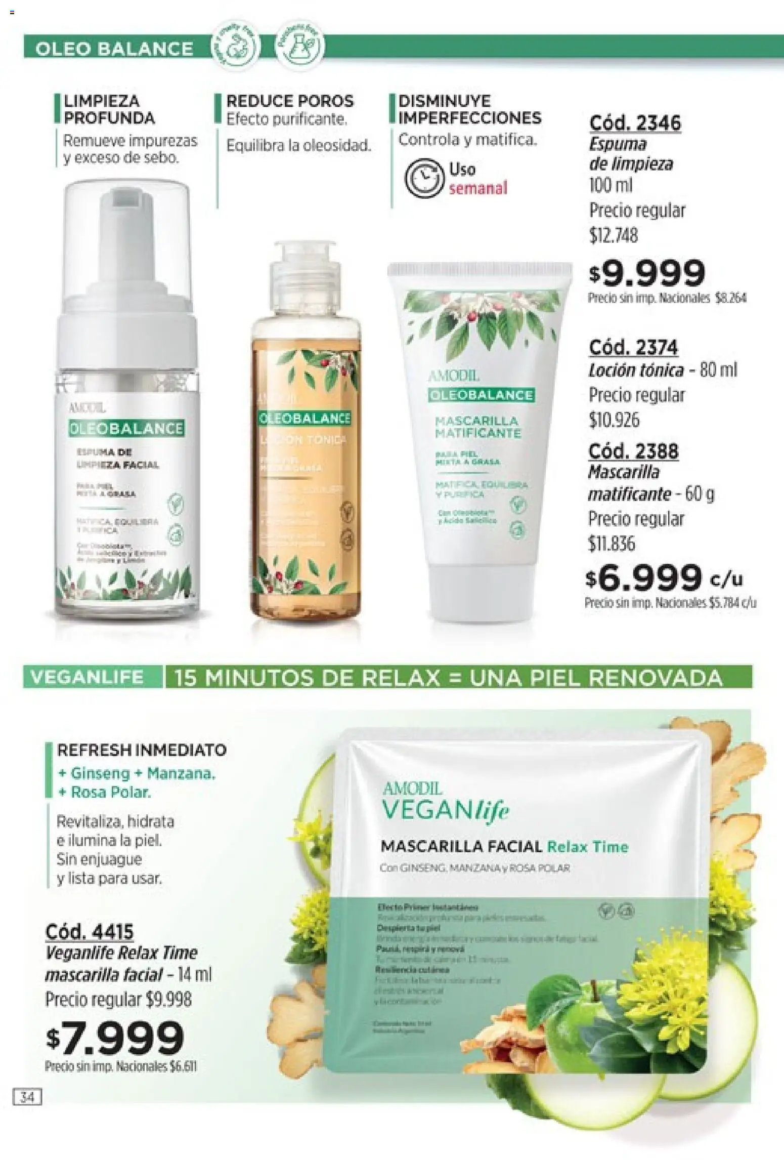Catálogo Amodil Campaña 16 │ válido desde el 19/09/2026 | Página: 34 | Productos: Mascarilla, Loción, Manzana, Espuma
