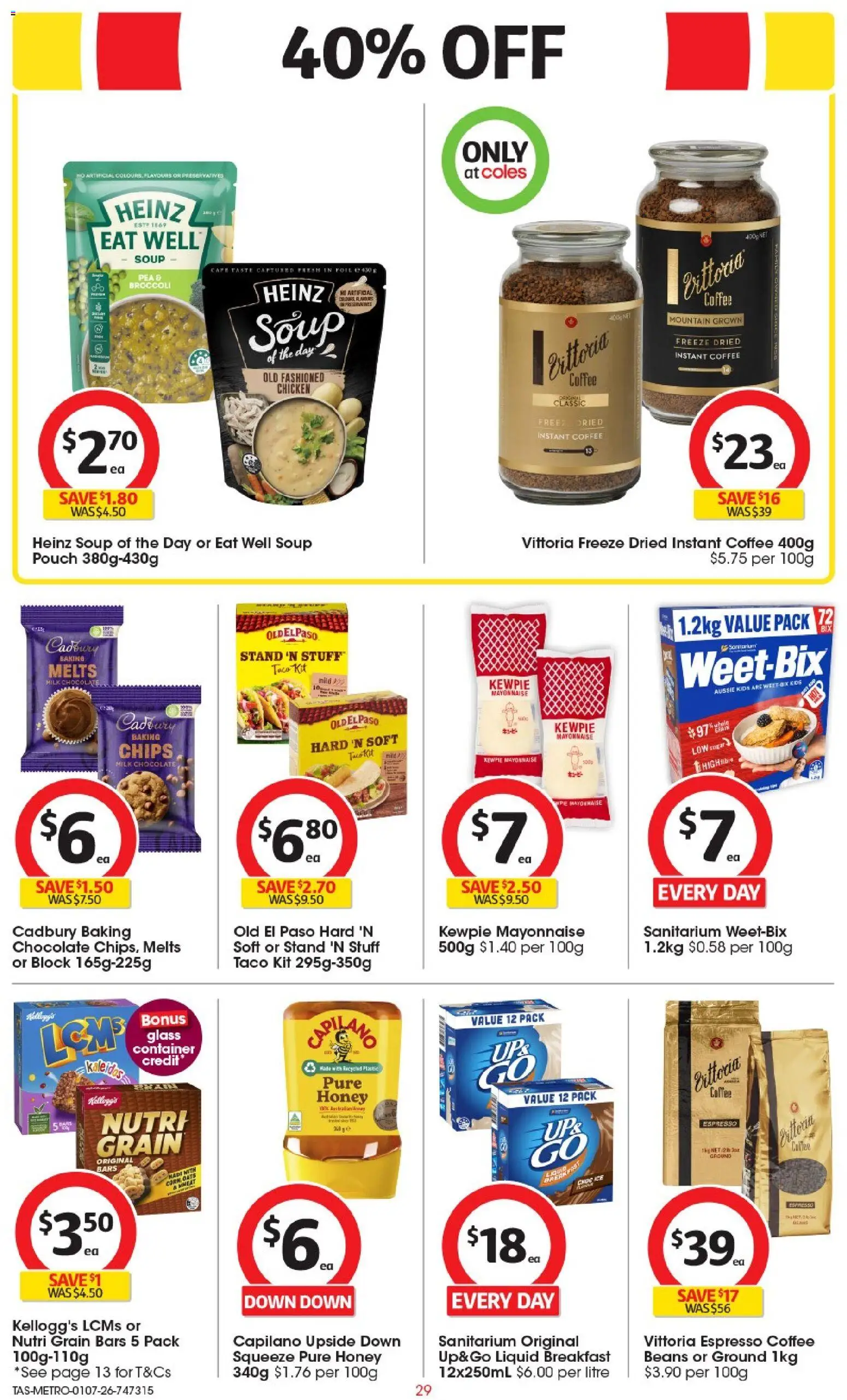 Coles catalogue - valid from 01/07/2026 | Page: 29 | Products: Coffee, Chocolate, Soup, Pea