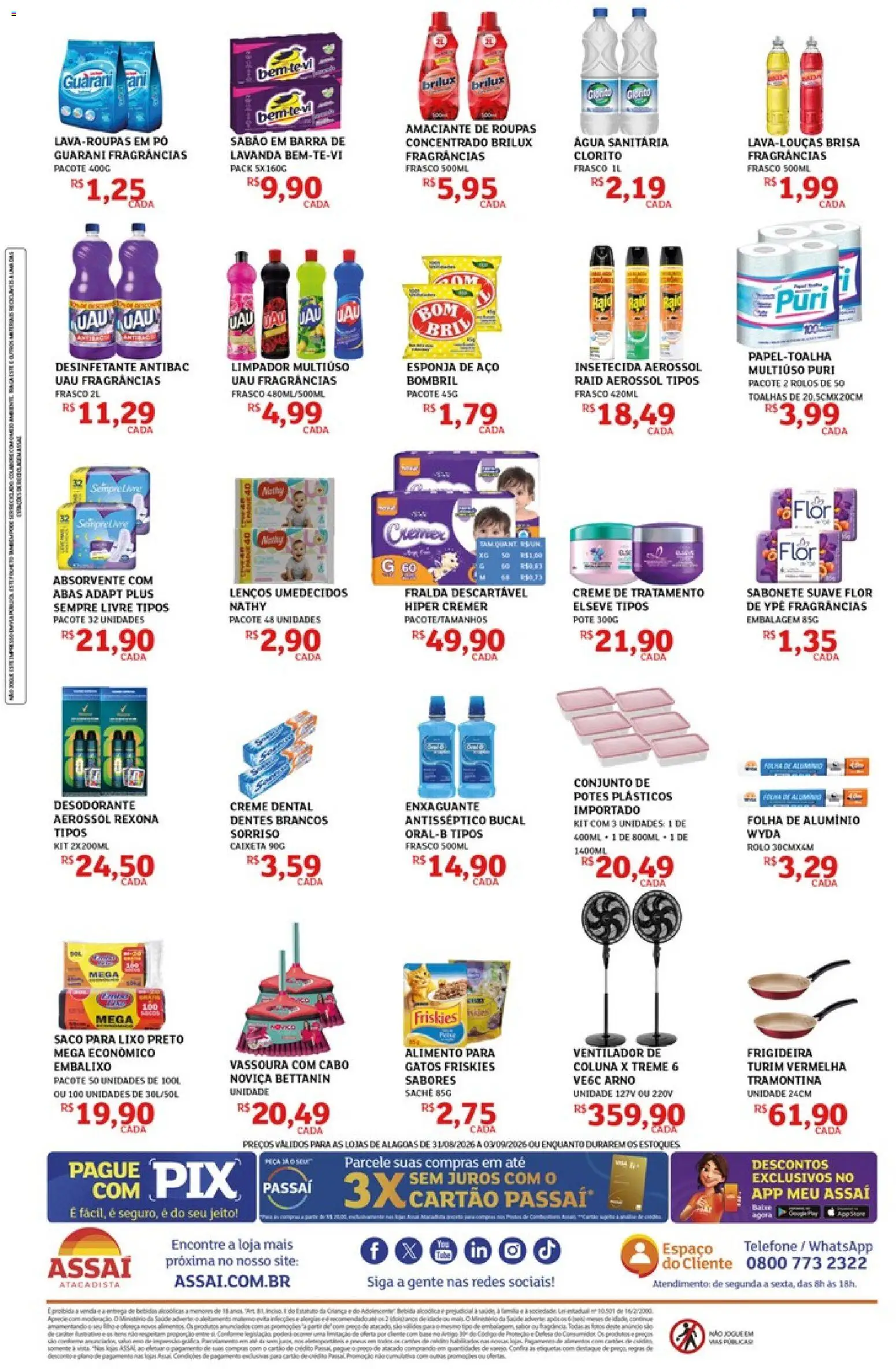Assaí Atacadista Folheto - válido de 31/08/2026 | Página: 4 | Produtos: Sabão, Rexona, Potes, Sempre Livre
