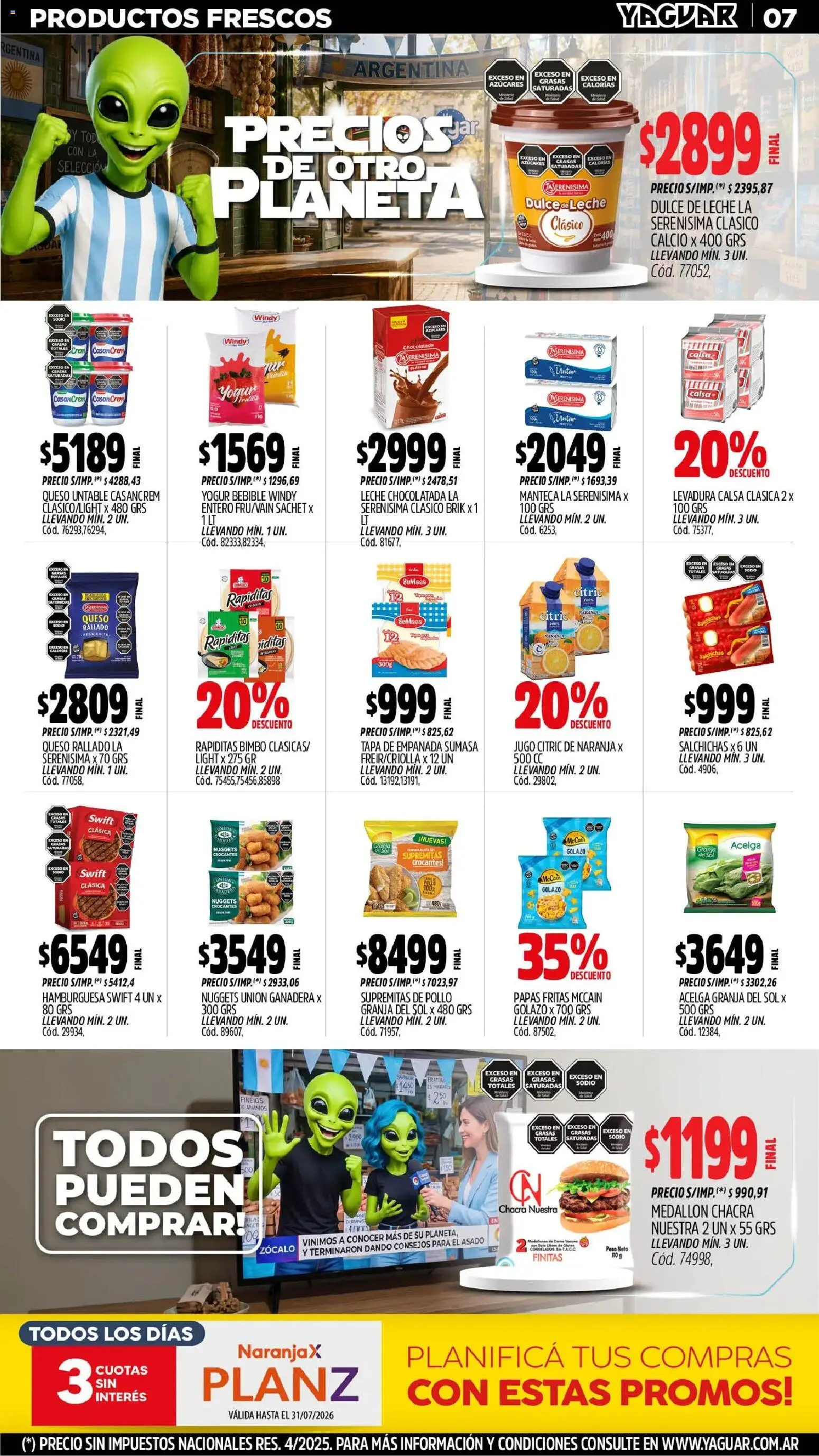 Yaguar - Oferta Semanal Córdoba │ válido desde el 29/06/2026 | Página: 8 | Productos: Manteca, Queso, Yogur, Jugo