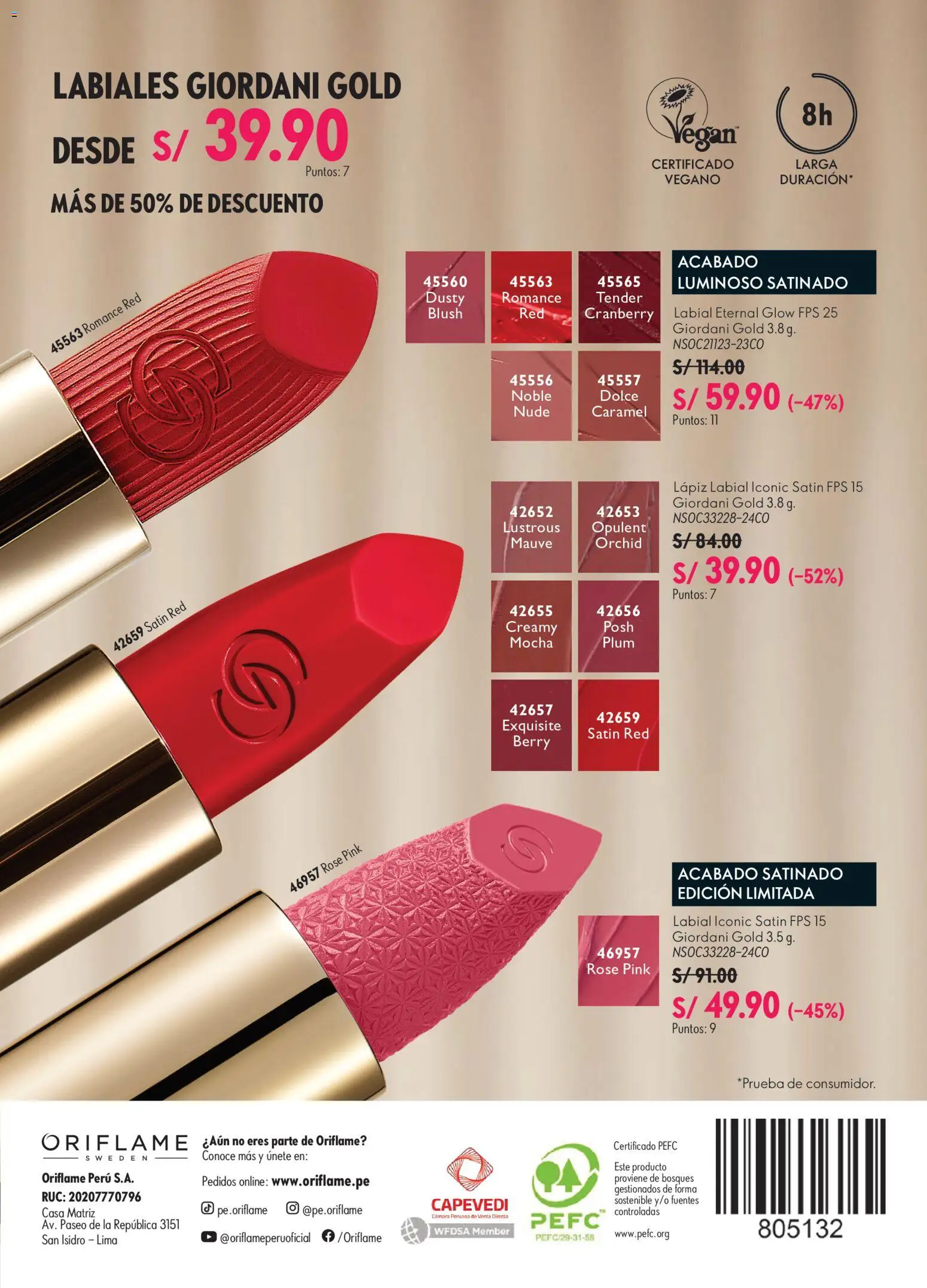 Catálogo Oriflame válido desde 12/09/2026 | Página: 132 | Productos: Lápiz labial, Cámara, Lima