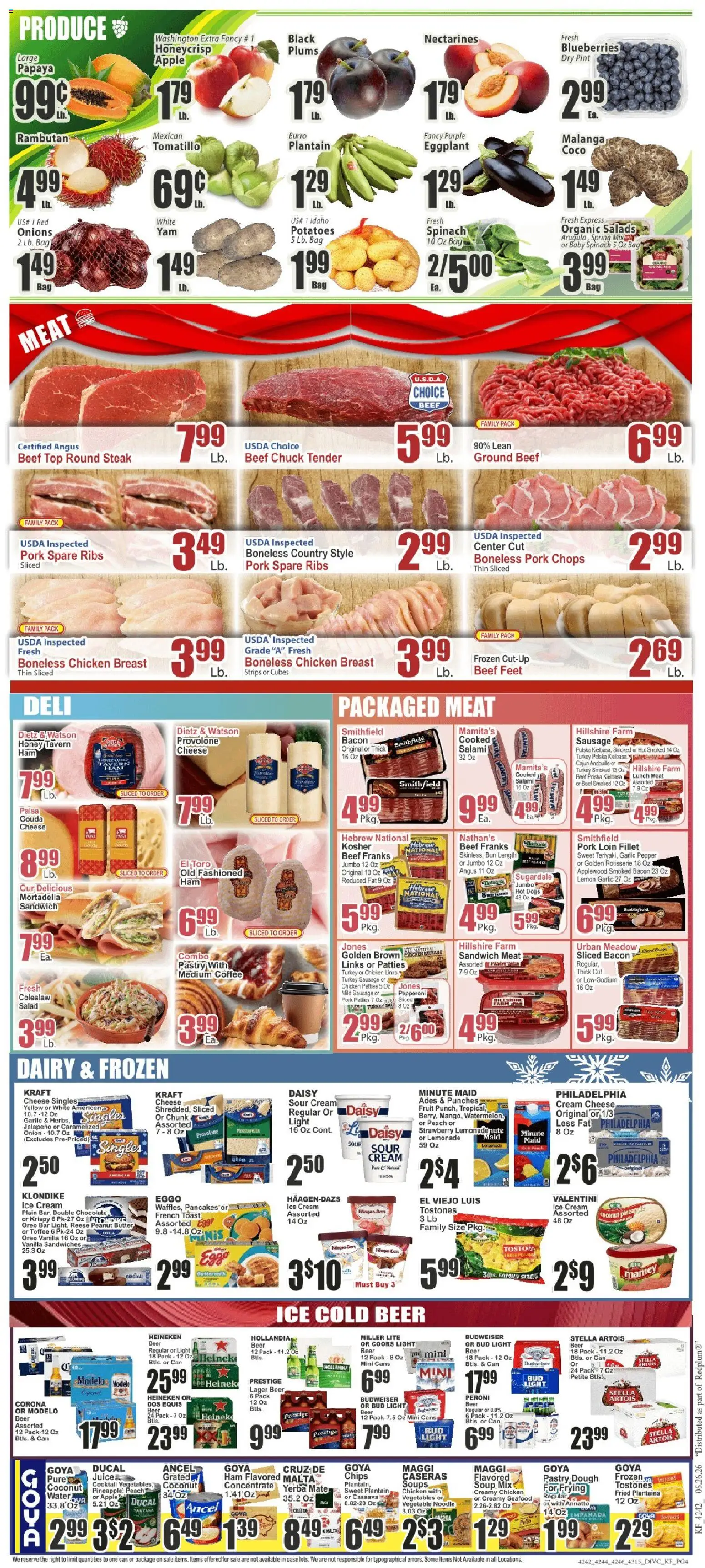 Key Food Weekly Ad - valid from 06/26/2026 | Page: 4 | Products: Cheese, Beet, Case, Gun