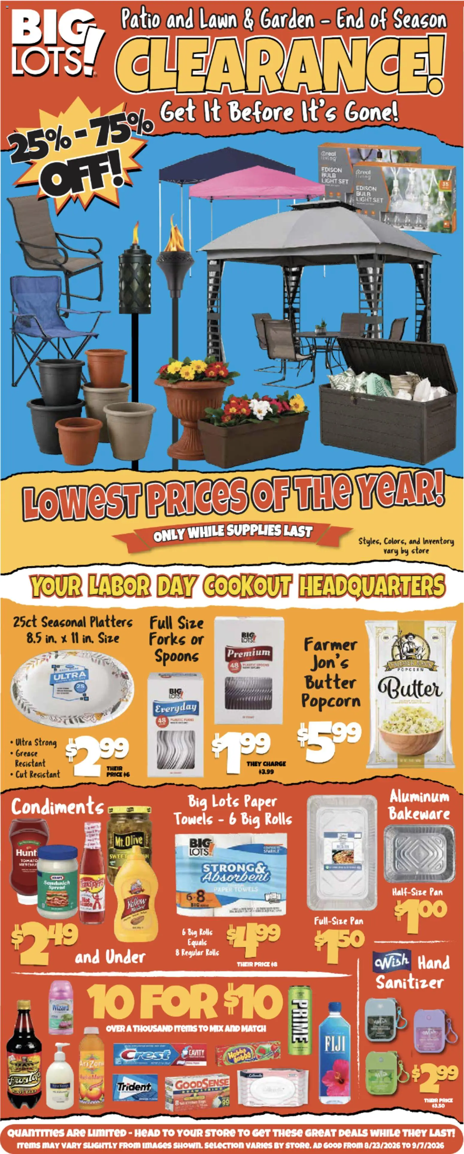 Big Lots Weekly Ad - valid from 08/23/2026 | Page: 2 | Products: Butter, Soap, Tomato, Paper towels