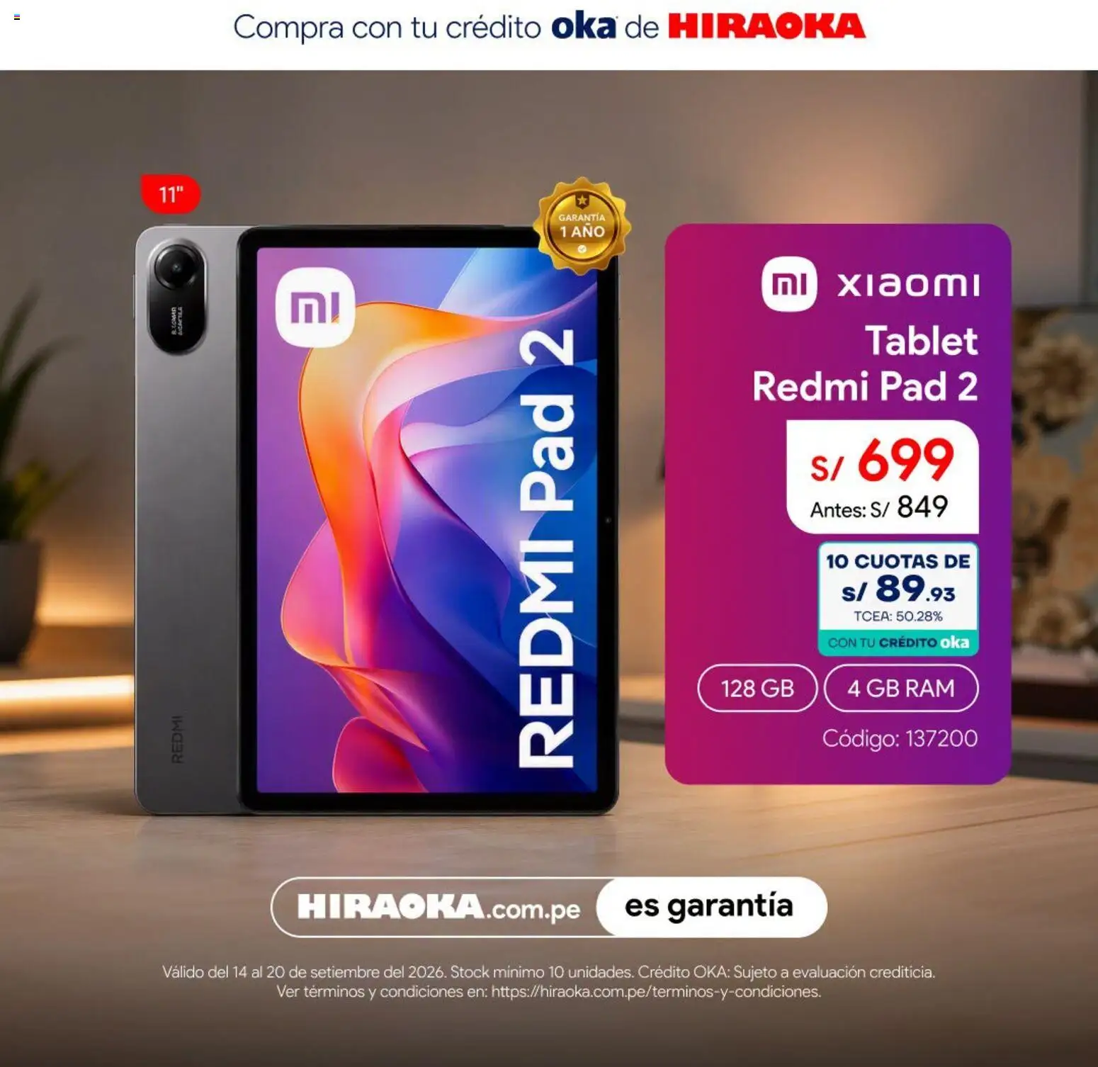 Catálogo Hiraoka válido desde 14/09/2026 | Página: 3 | Productos: Tablet
