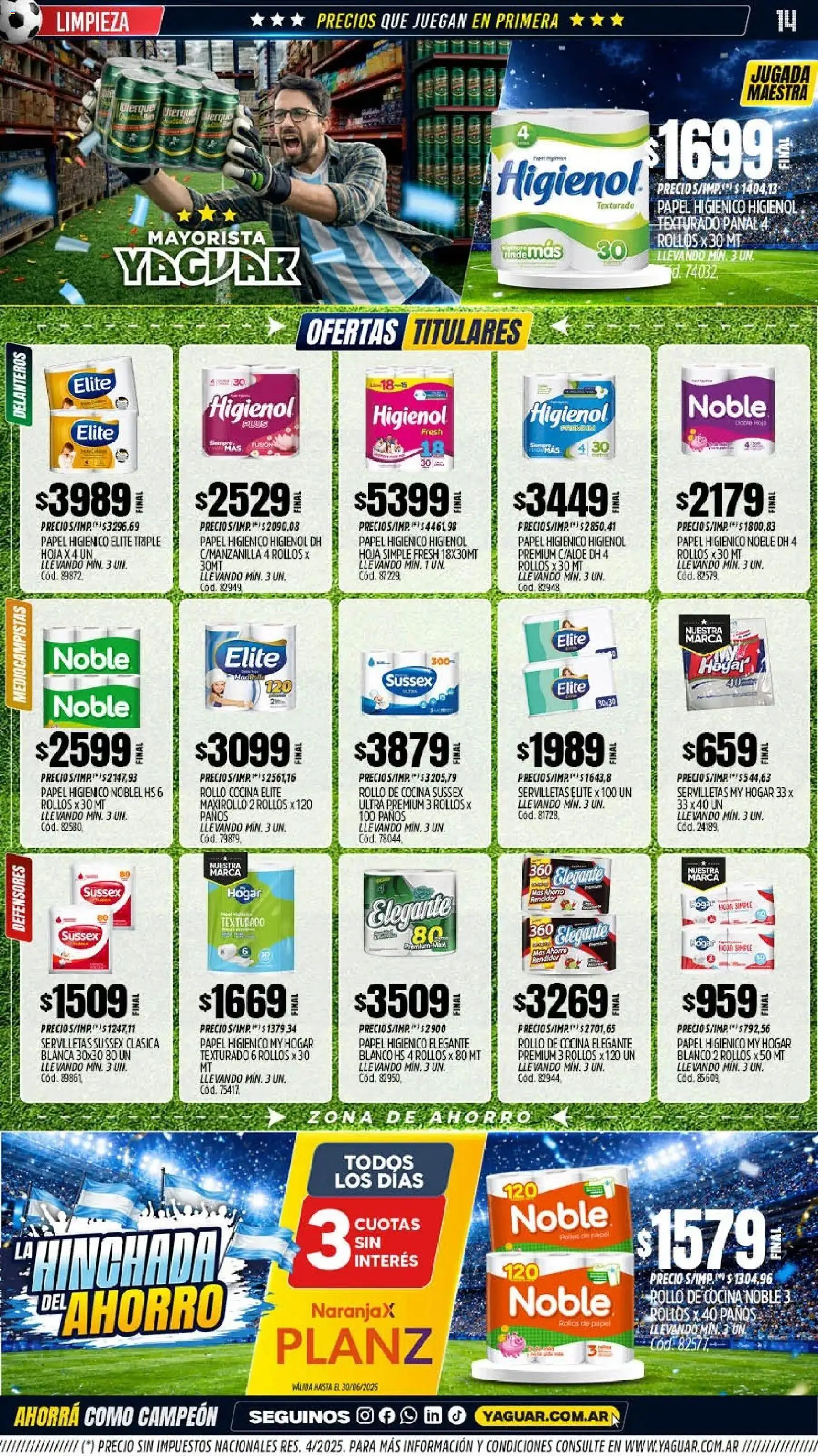 Yaguar - Oferta Semanal General Roca │ válido desde el 08.06.2026 | Página: 15 | Productos: Papel higiénico, Cocina, Servilletas